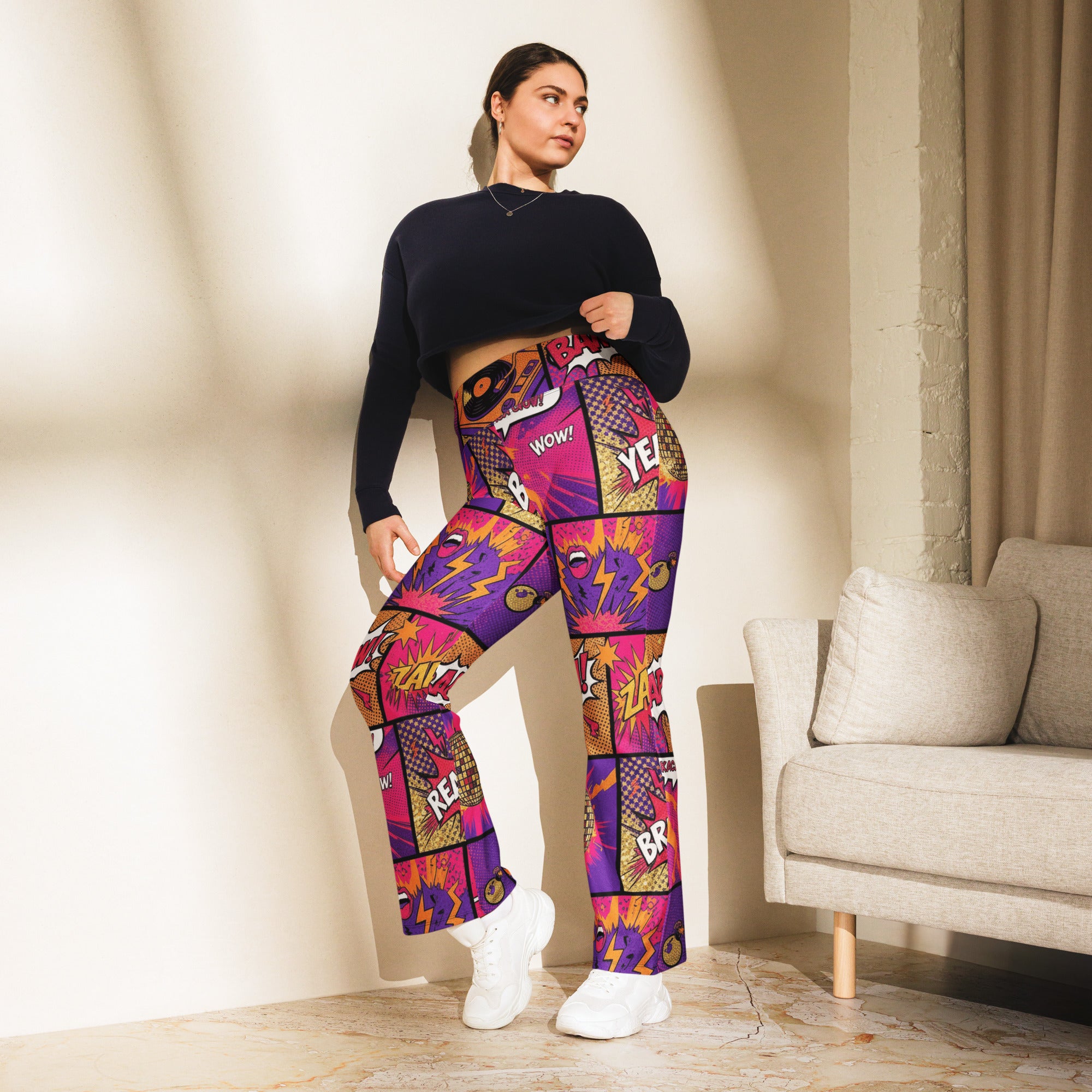 Comic Strip Disco Funk Flare Leggings | GearBunch