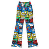 GearBunch Comic Strip Graffiti Street Flare Leggings with bold comic panels, speech bubbles, and vibrant street art design.