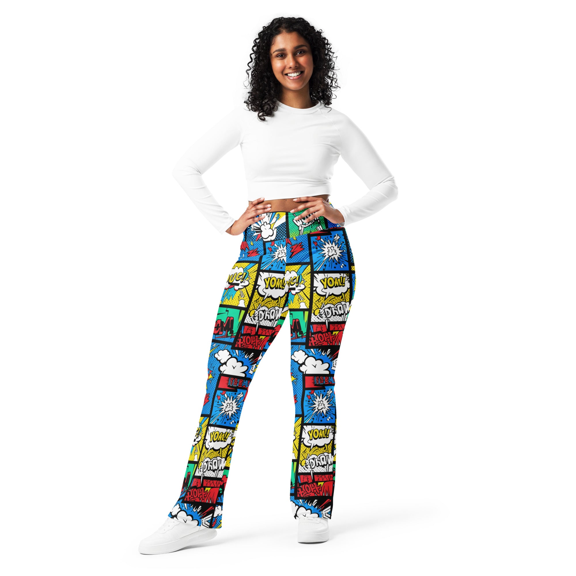 Comic Strip Graffiti Street Flare Leggings | GearBunch