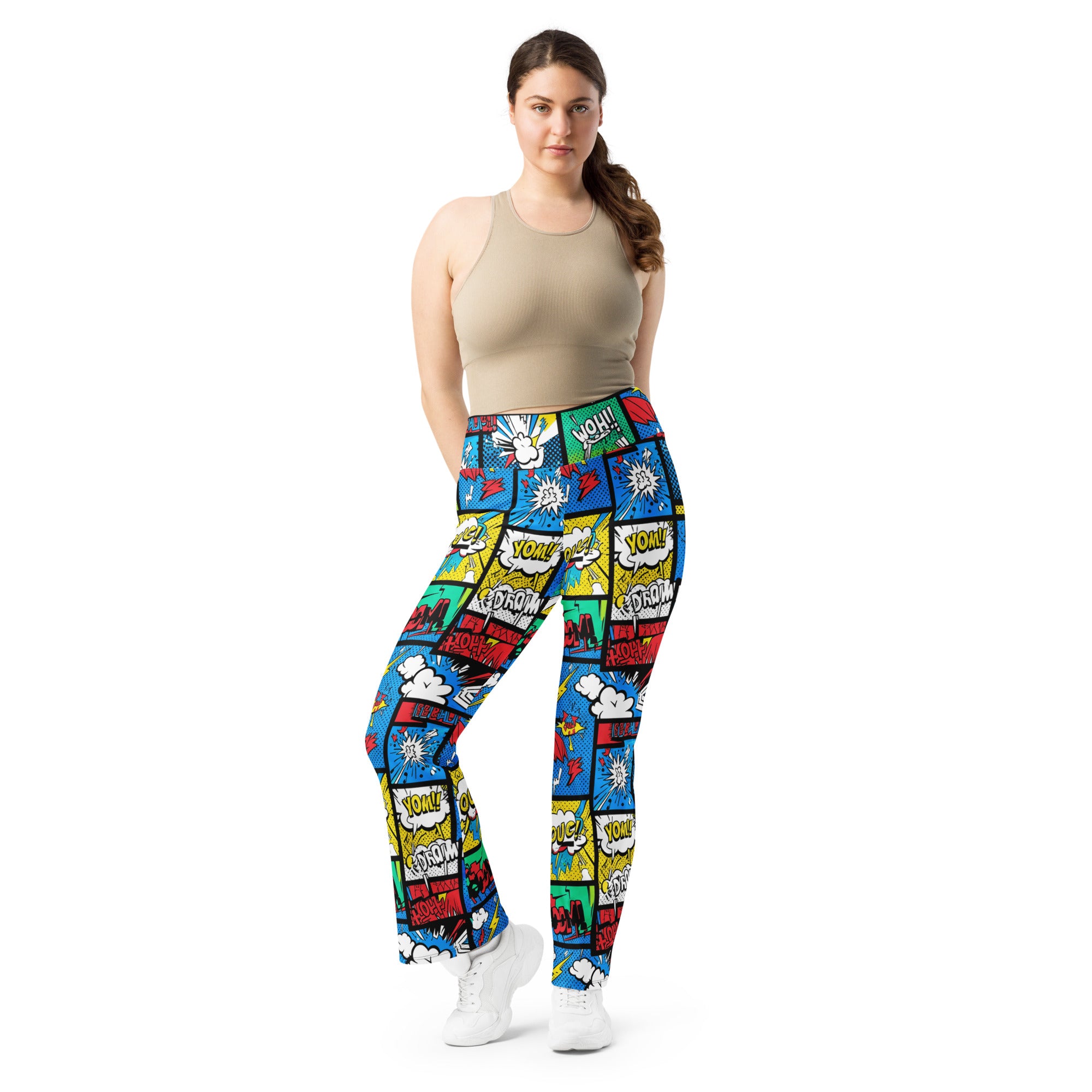 Comic Strip Graffiti Street Flare Leggings | GearBunch