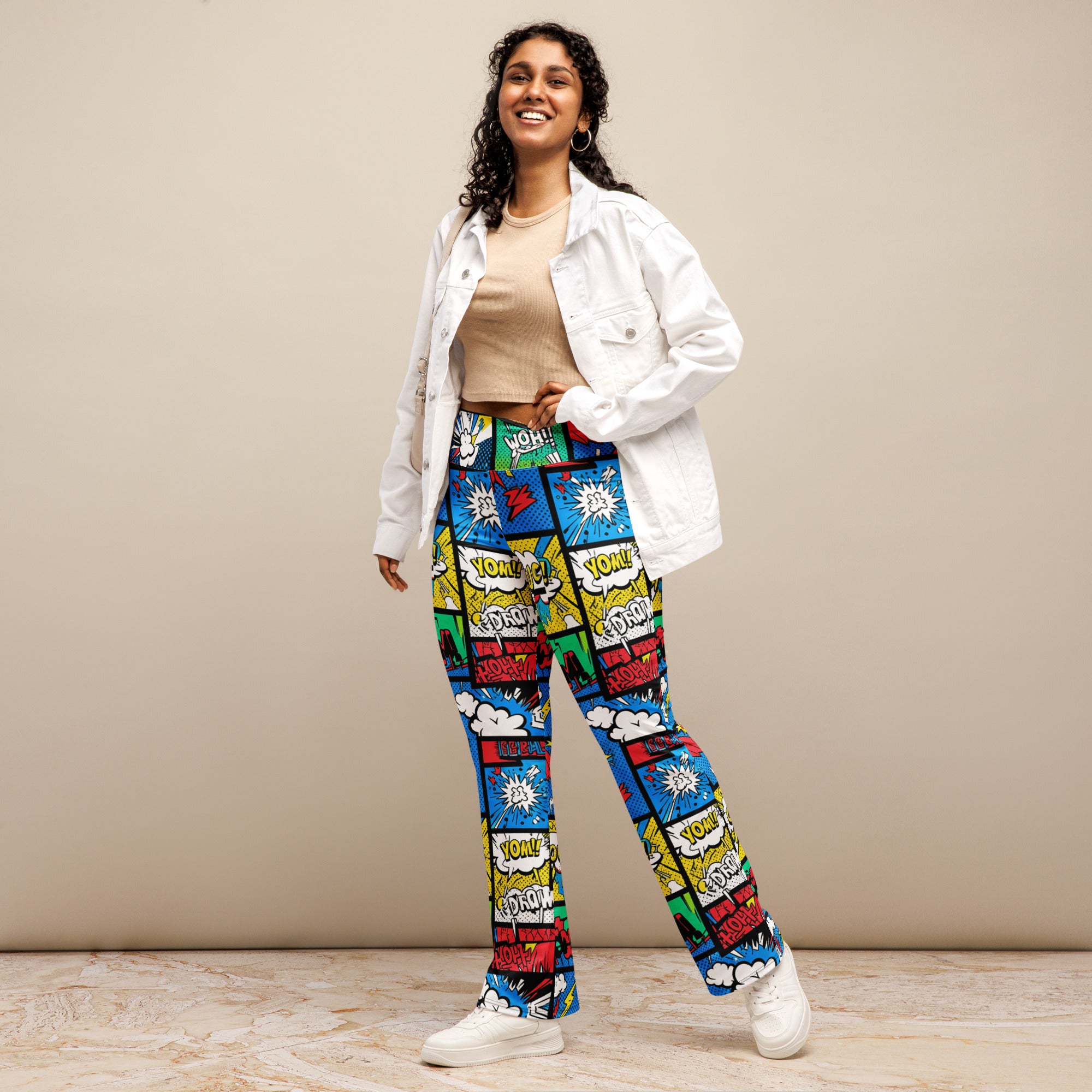 Comic Strip Graffiti Street Flare Leggings | GearBunch