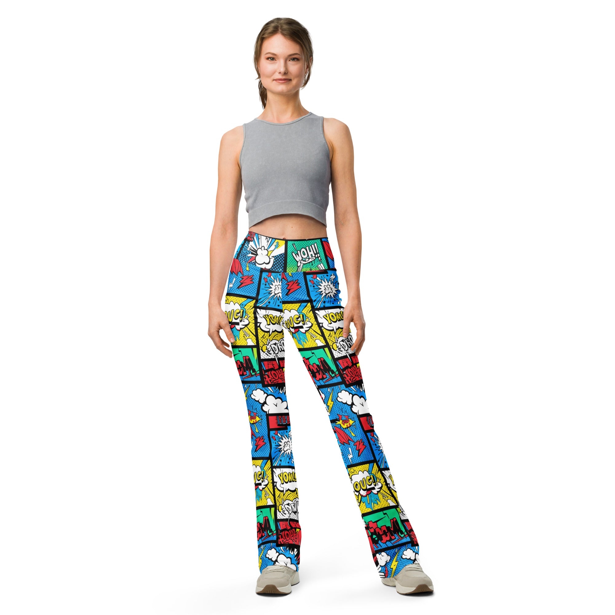 Comic Strip Graffiti Street Flare Leggings | GearBunch