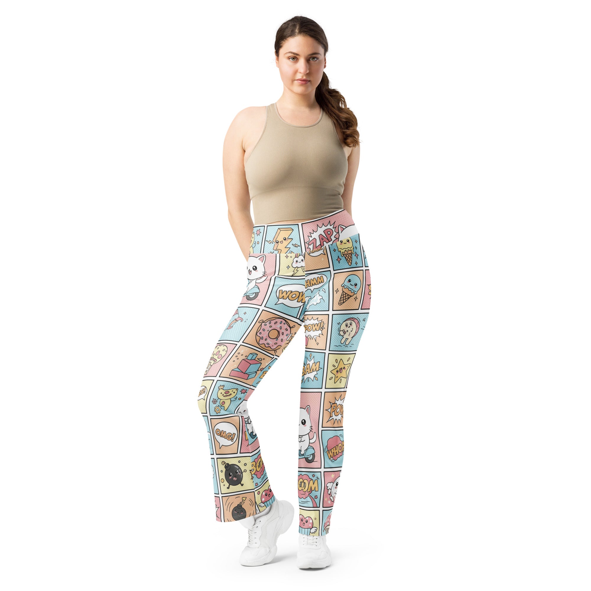 Comic Strip Kawaii Cute Flare Leggings | GearBunch