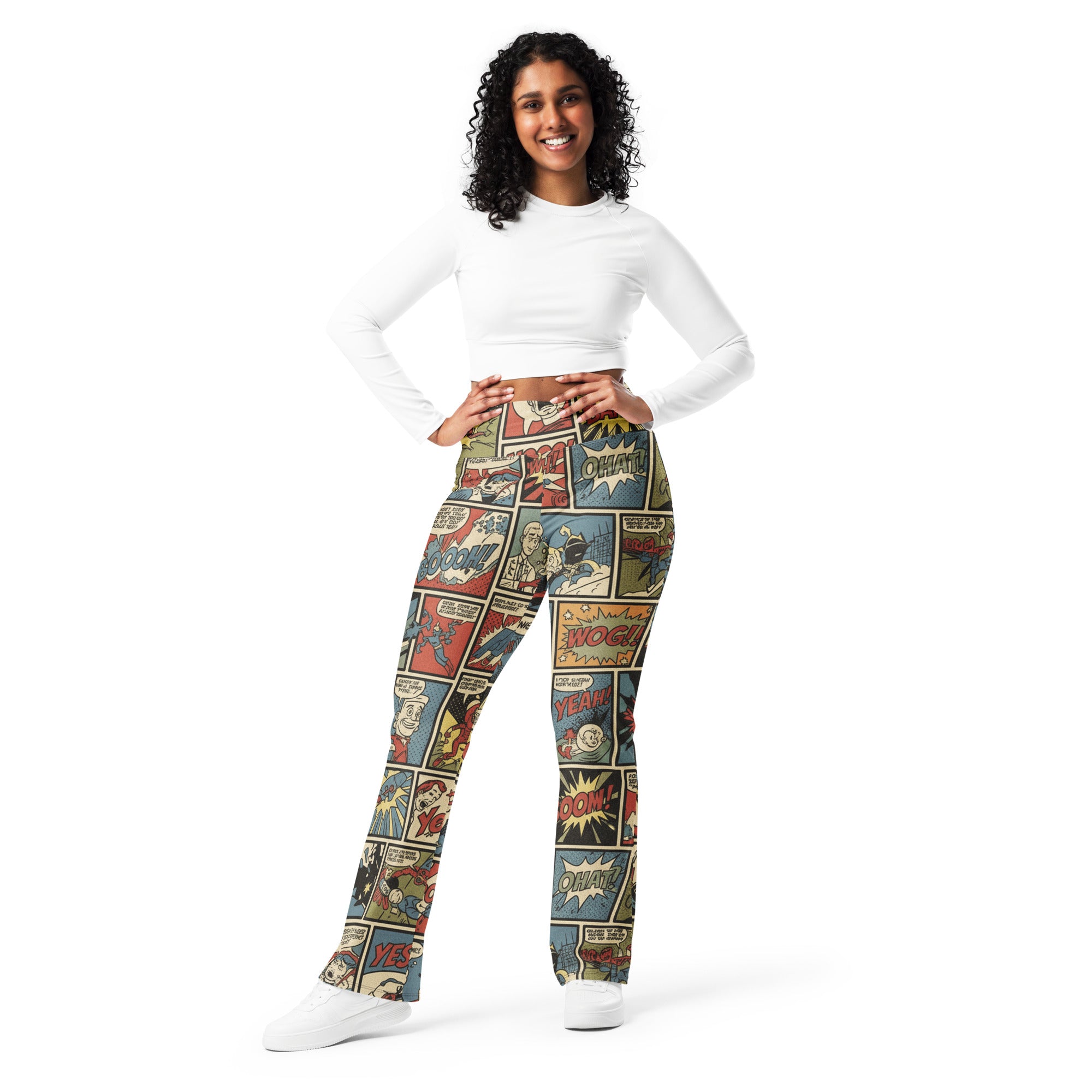 Comic Strip Retro Sunday Flare Leggings | GearBunch