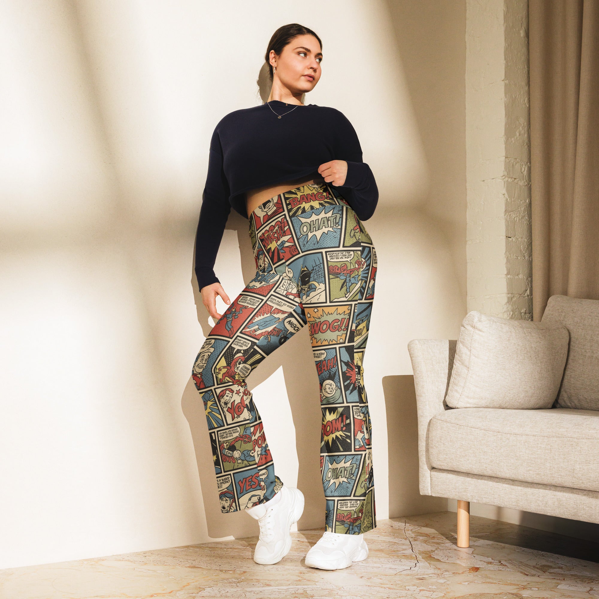 Comic Strip Retro Sunday Flare Leggings | GearBunch