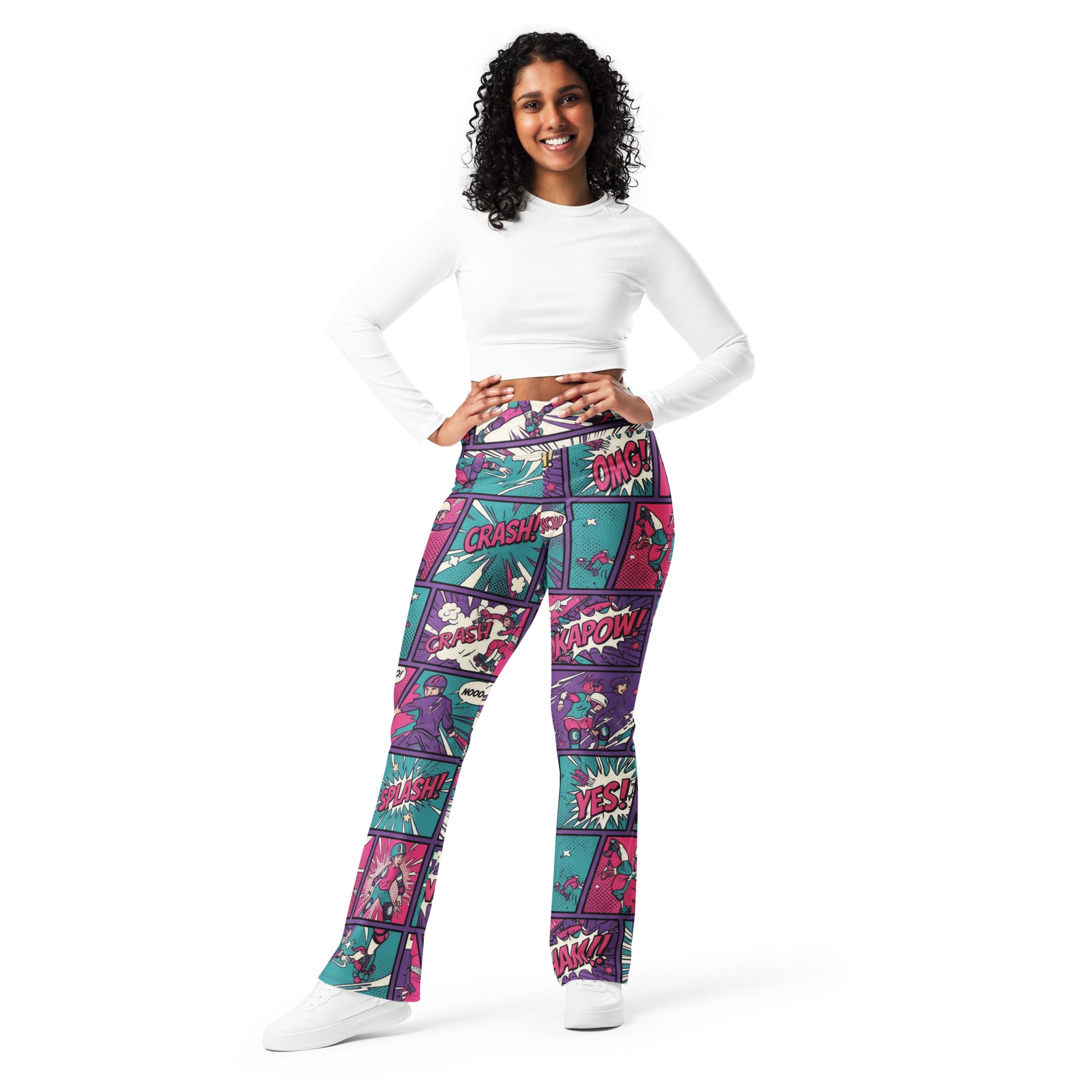 Comic Strip Roller Derby Flare Leggings | GearBunch