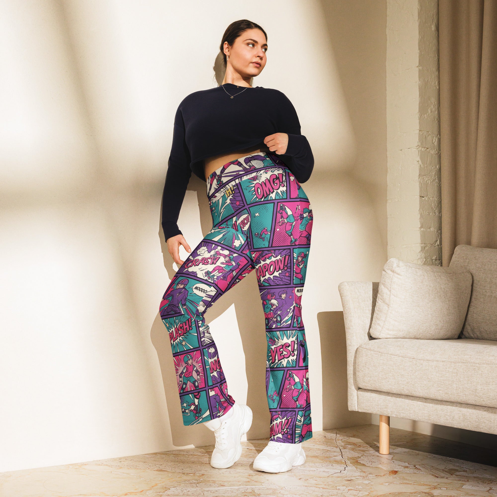 Comic Strip Roller Derby Flare Leggings | GearBunch