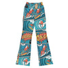 GearBunch Comic Strip Surf Kapow Flare Leggings with vibrant ocean scenes, comic words, and surf action.