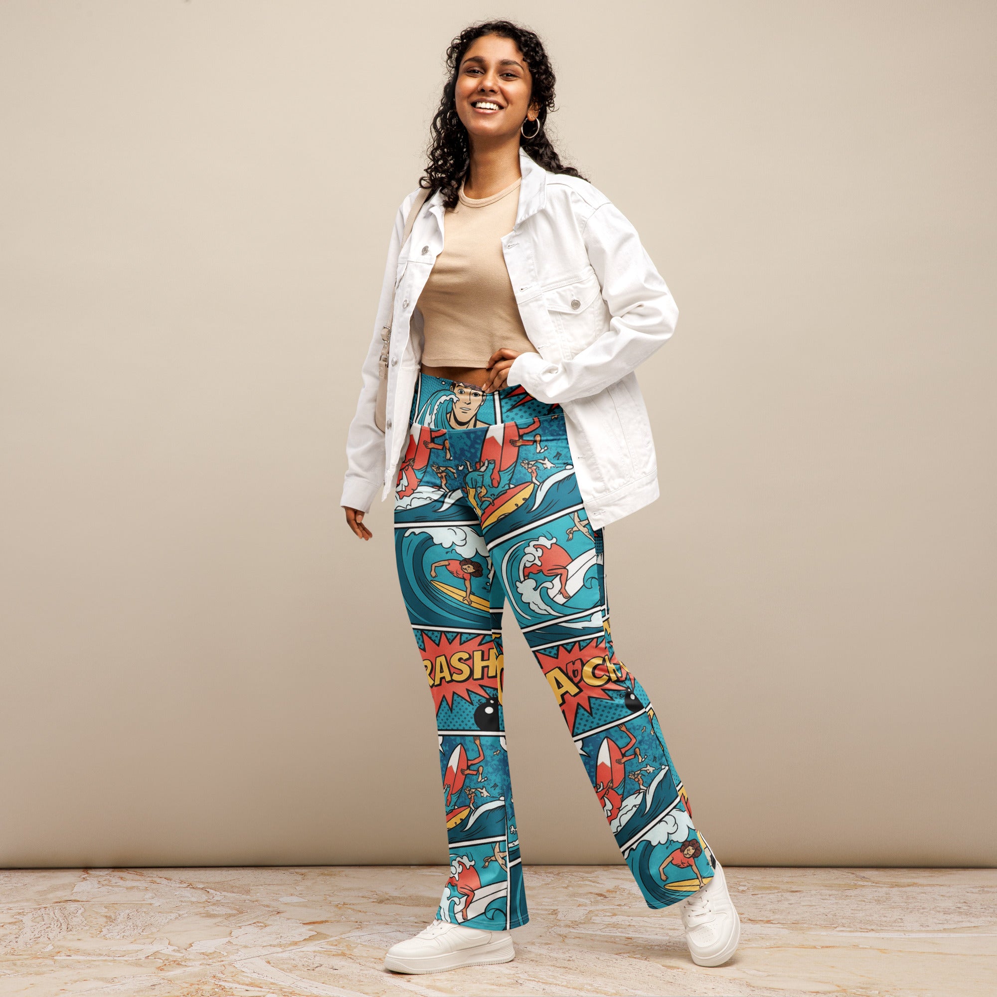 Comic Strip Surf Kapow Flare Leggings | GearBunch