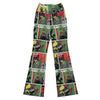 GearBunch Comic Strip Zombie Apocalypse Flare Leggings featuring bold action scenes in mutant green, crimson, and ash grey.