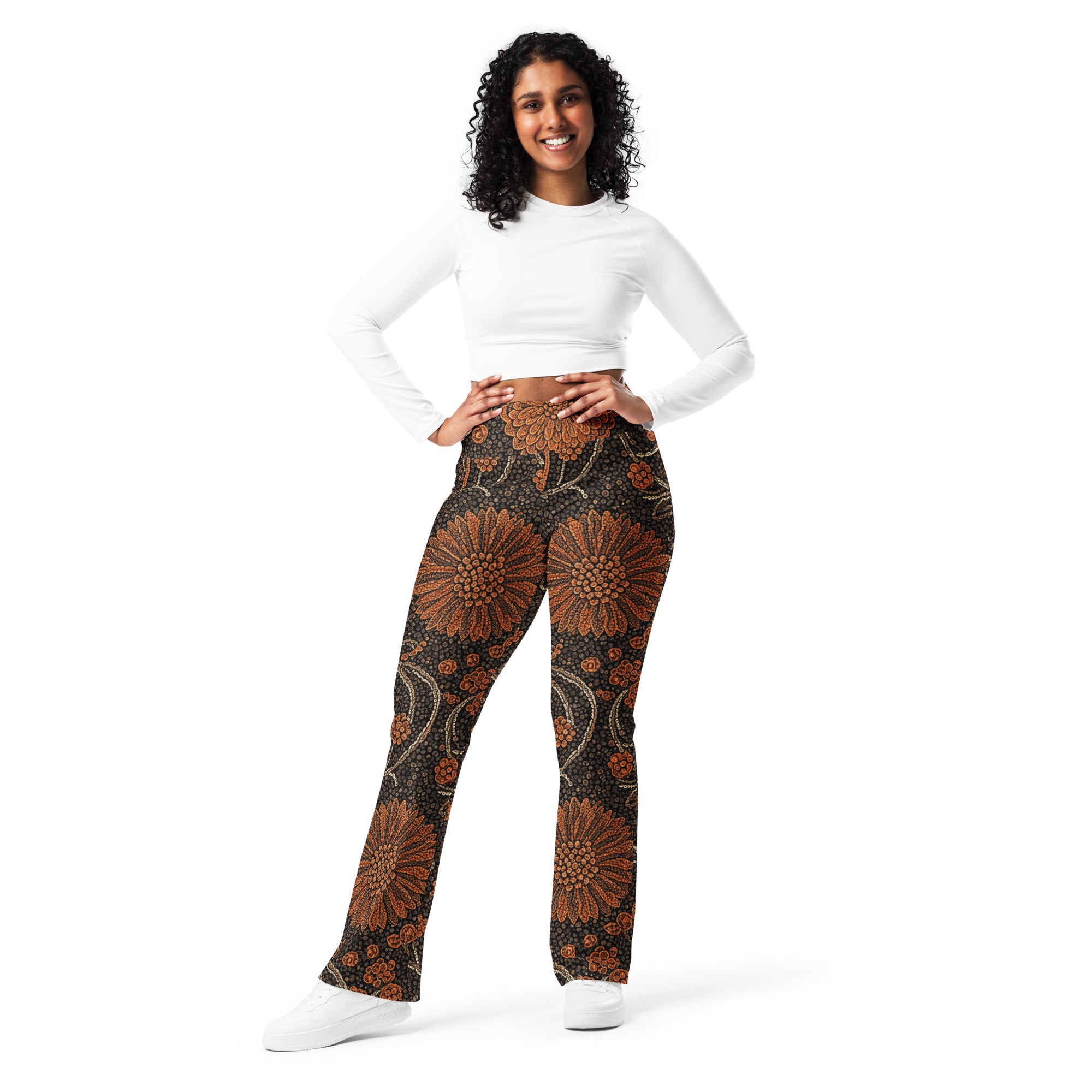 Copper Paillette Baroque Flare Leggings | GearBunch