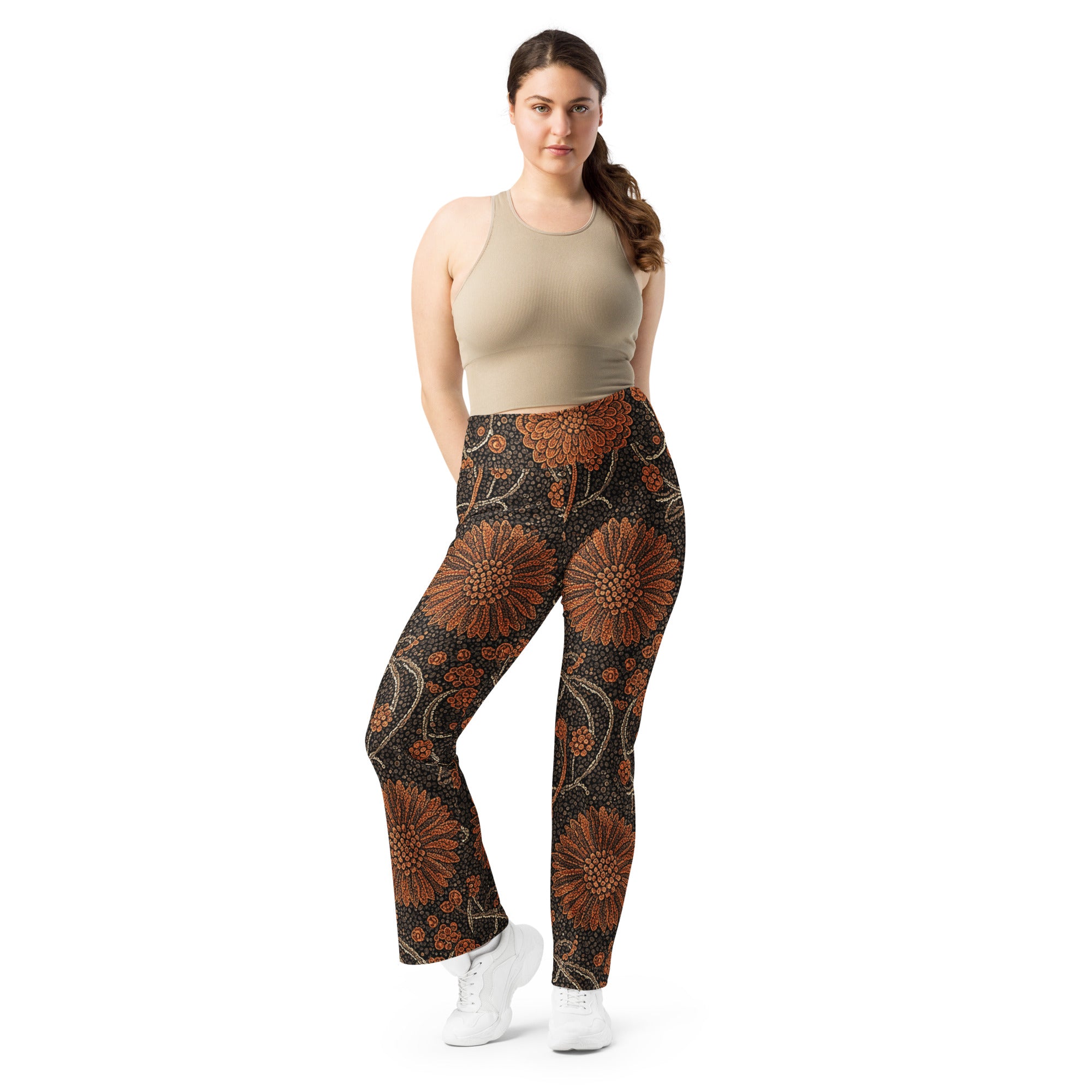 Copper Paillette Baroque Flare Leggings | GearBunch