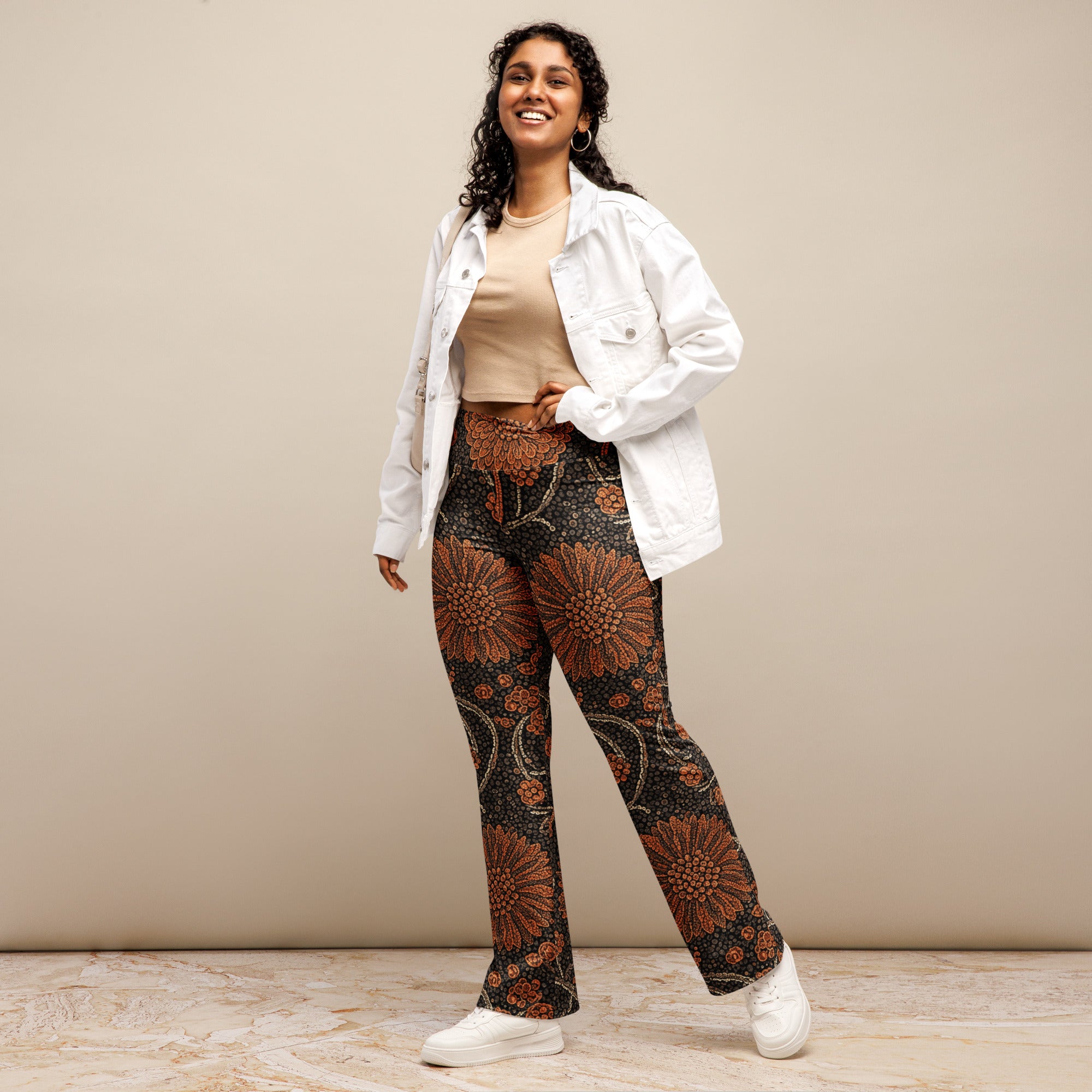 Copper Paillette Baroque Flare Leggings | GearBunch