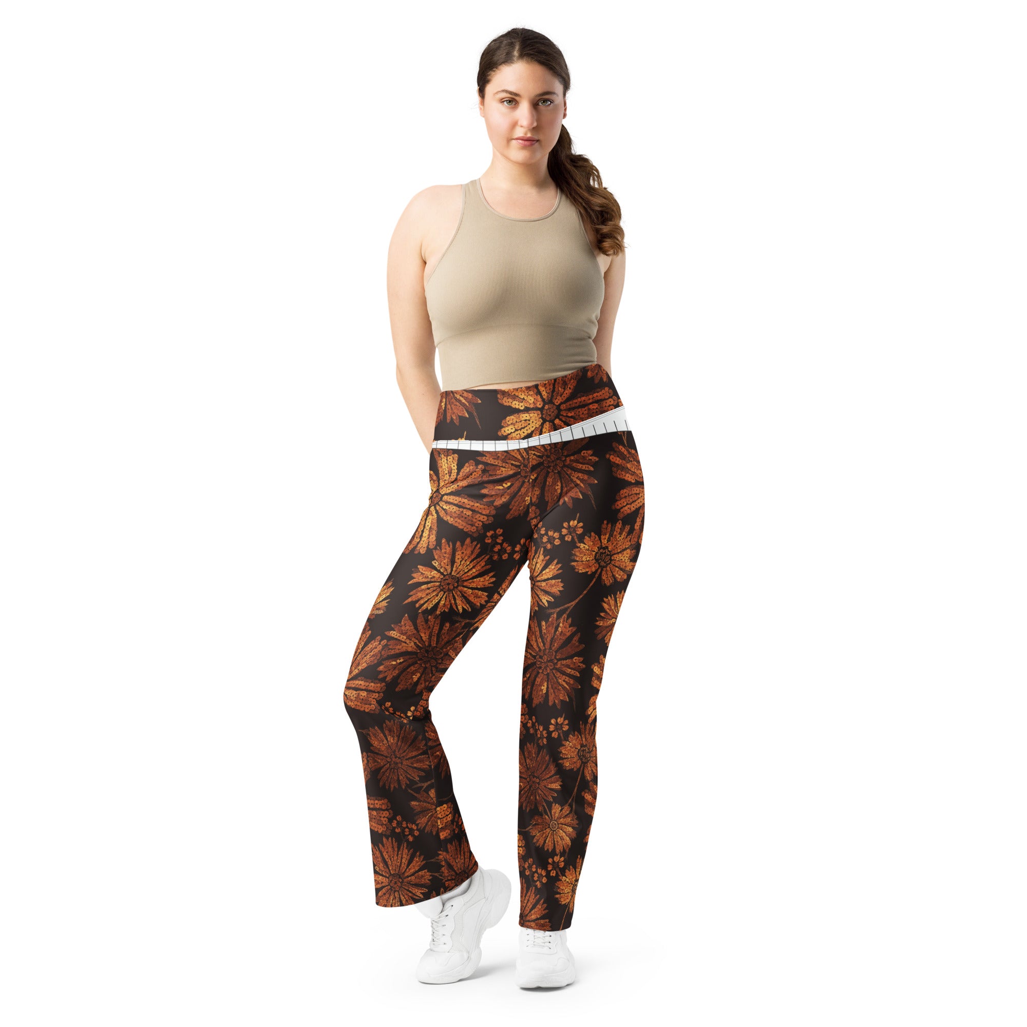 Copper Paillette Wildflower Flare Leggings | GearBunch