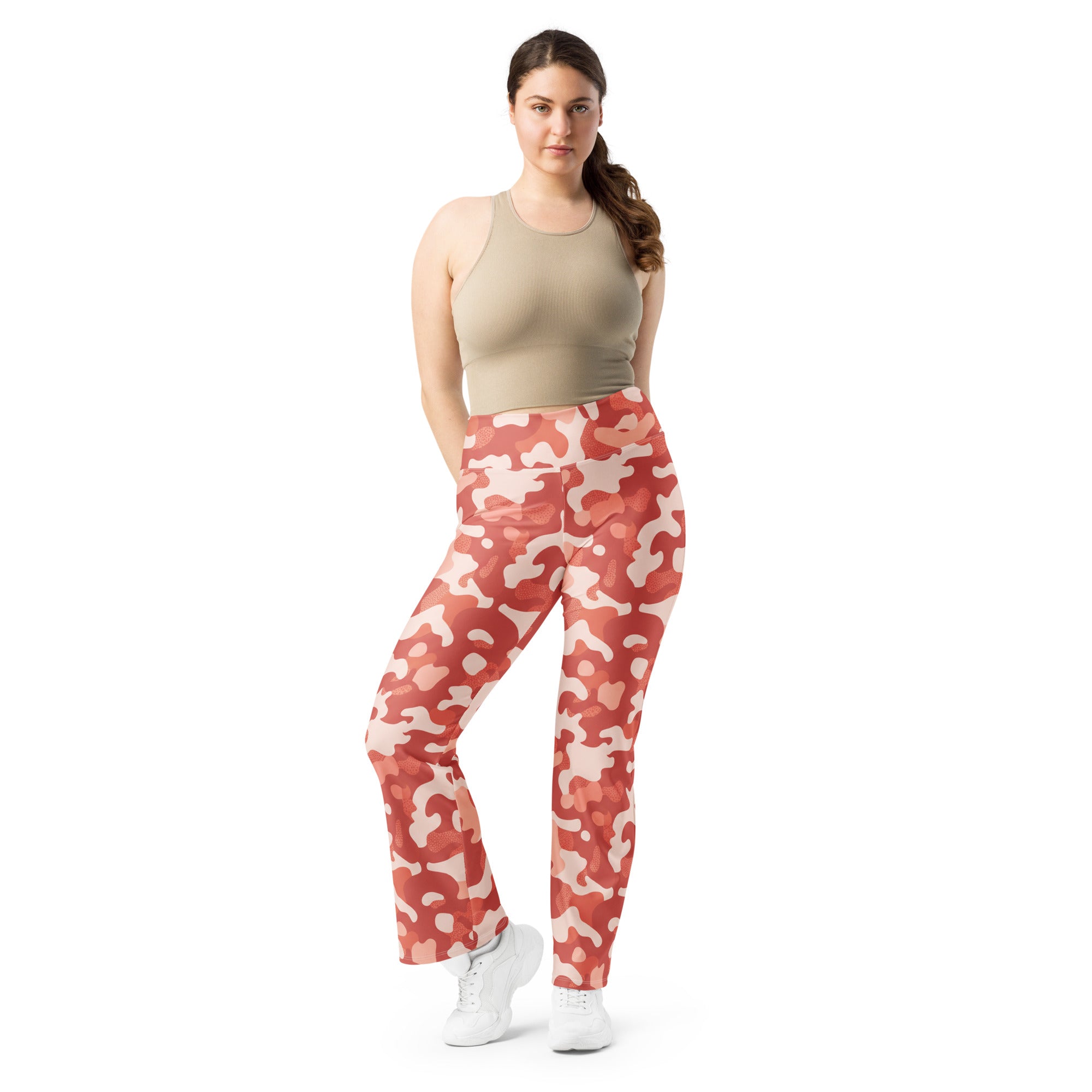 Coral Sunset Camo Flare Leggings | GearBunch