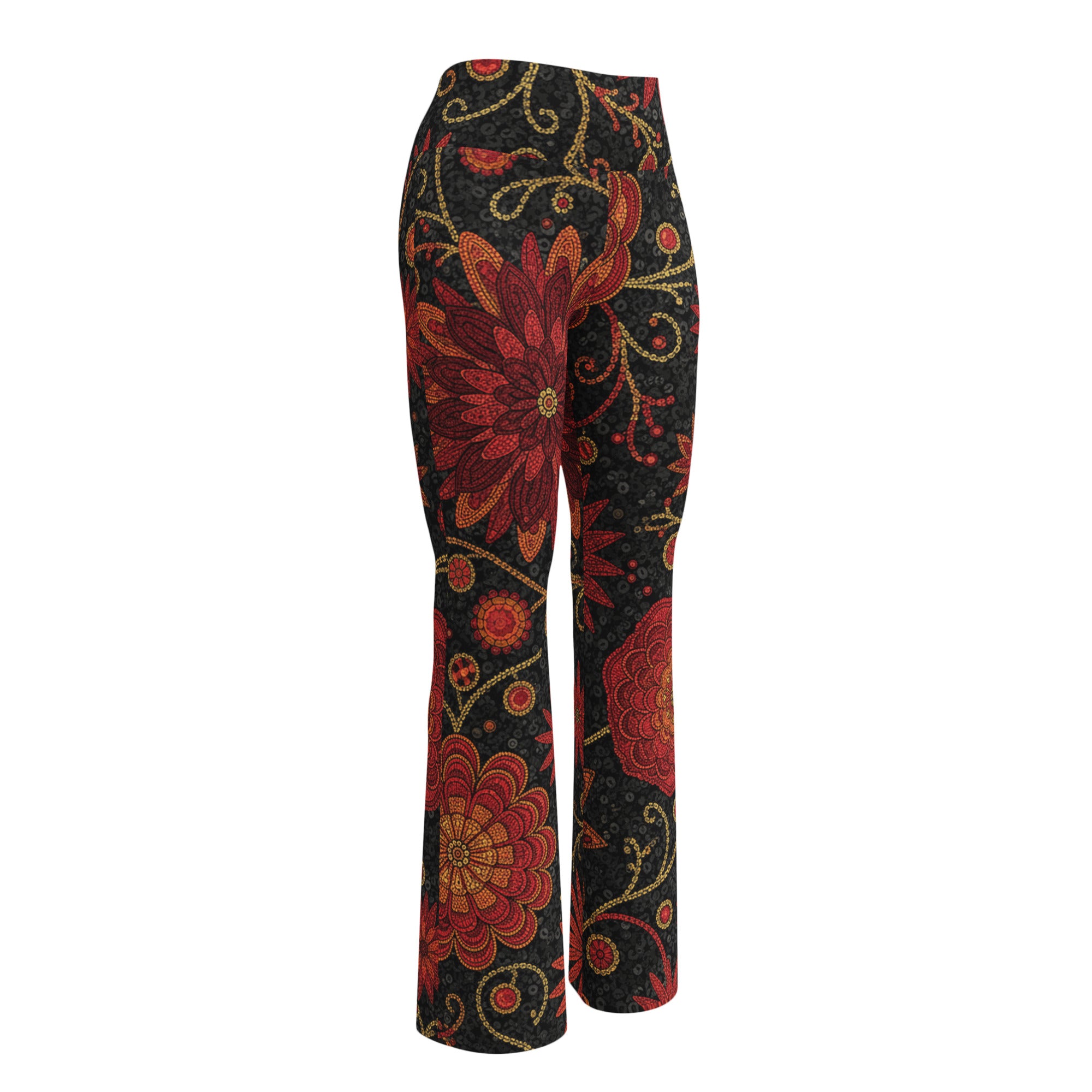 Crimson Paillette Fantasy Flare Leggings | GearBunch
