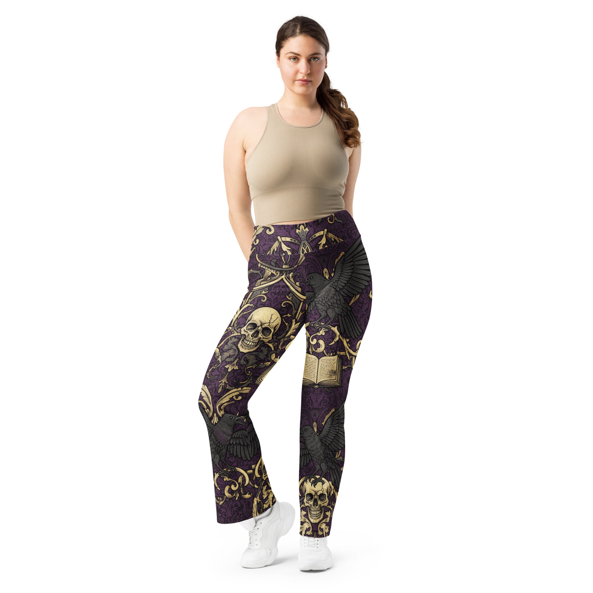 Poe Raven Damask Flare Leggings | GearBunch