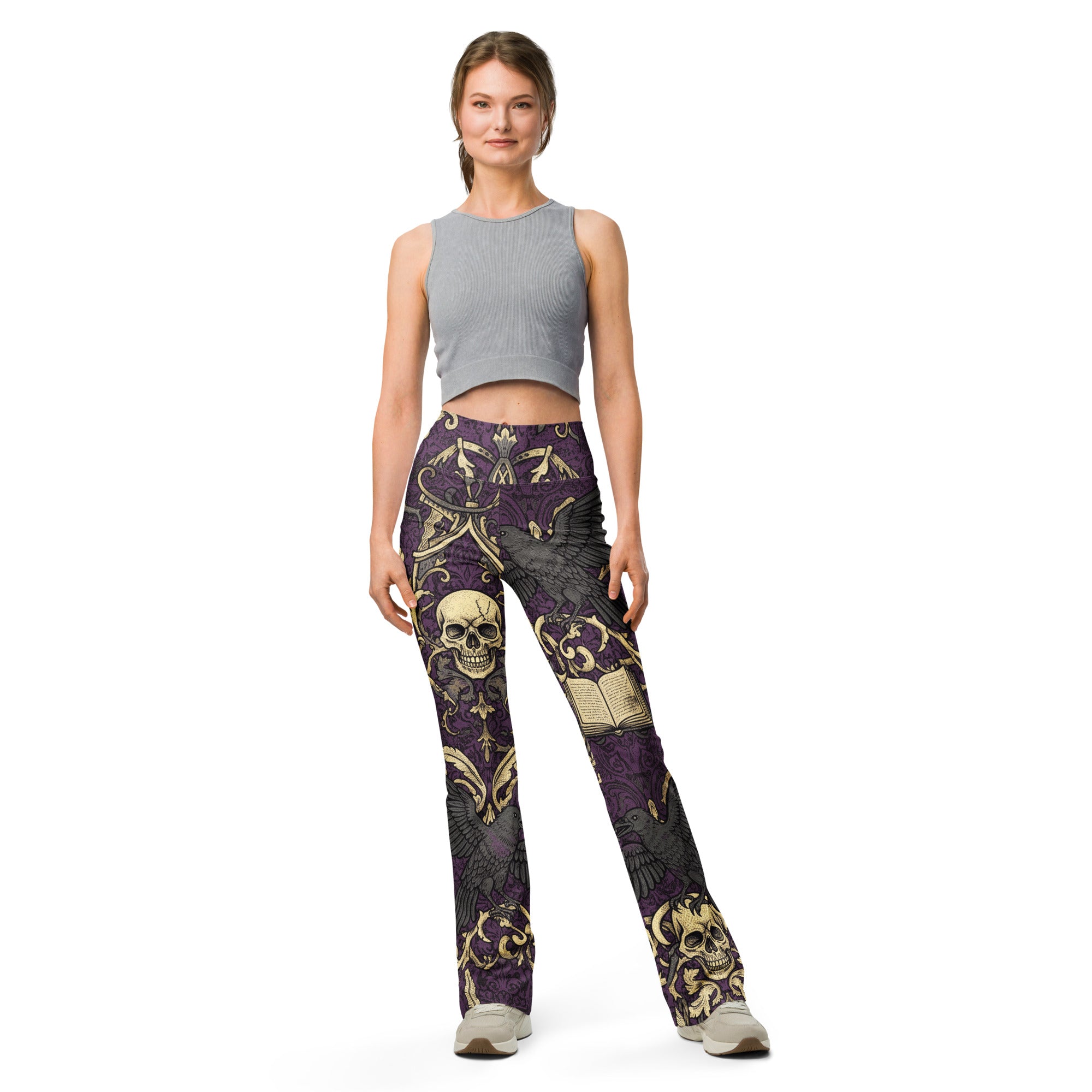 Poe Raven Damask Flare Leggings | GearBunch