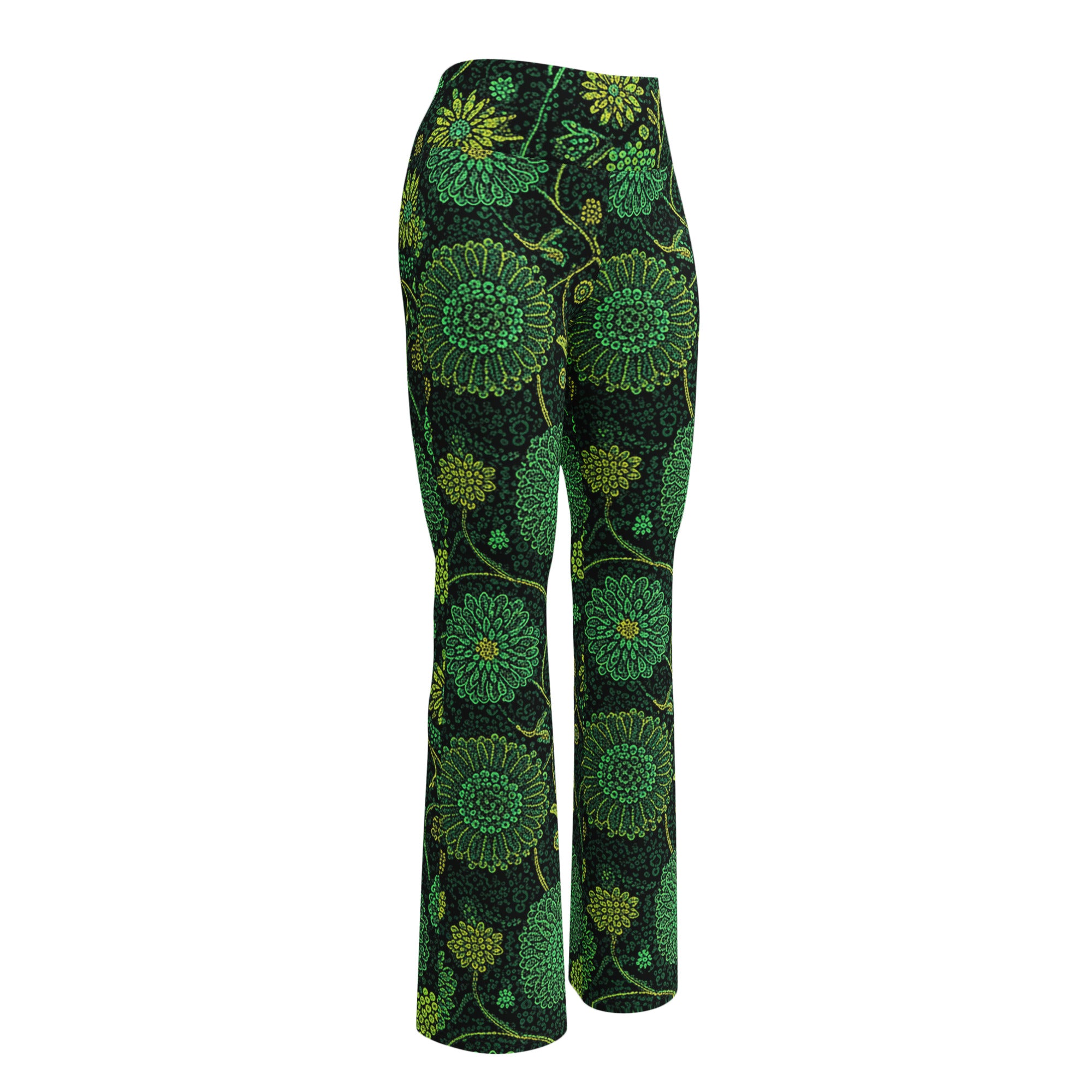 Emerald Paillette Jungle Flare Leggings | GearBunch