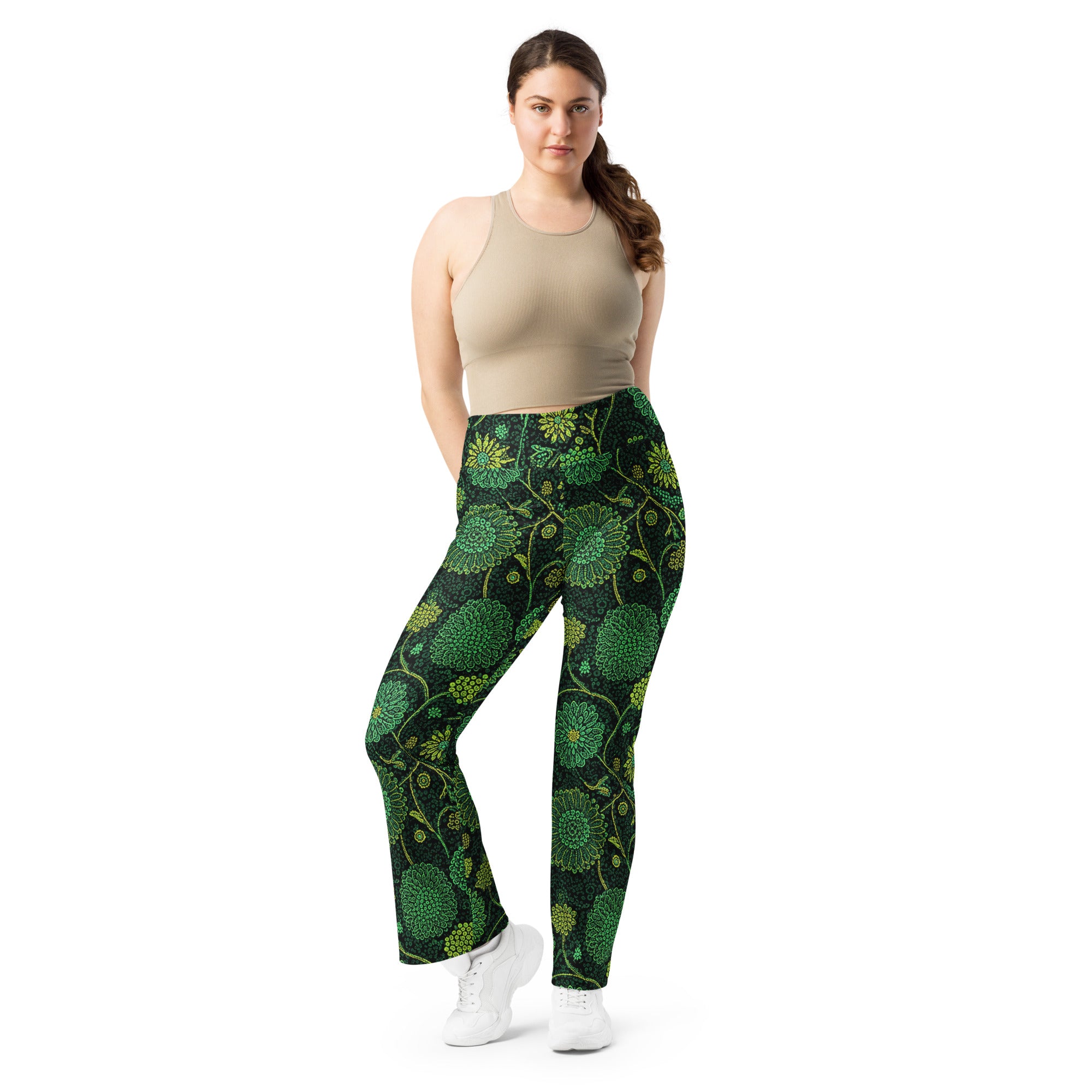 Emerald Paillette Jungle Flare Leggings | GearBunch