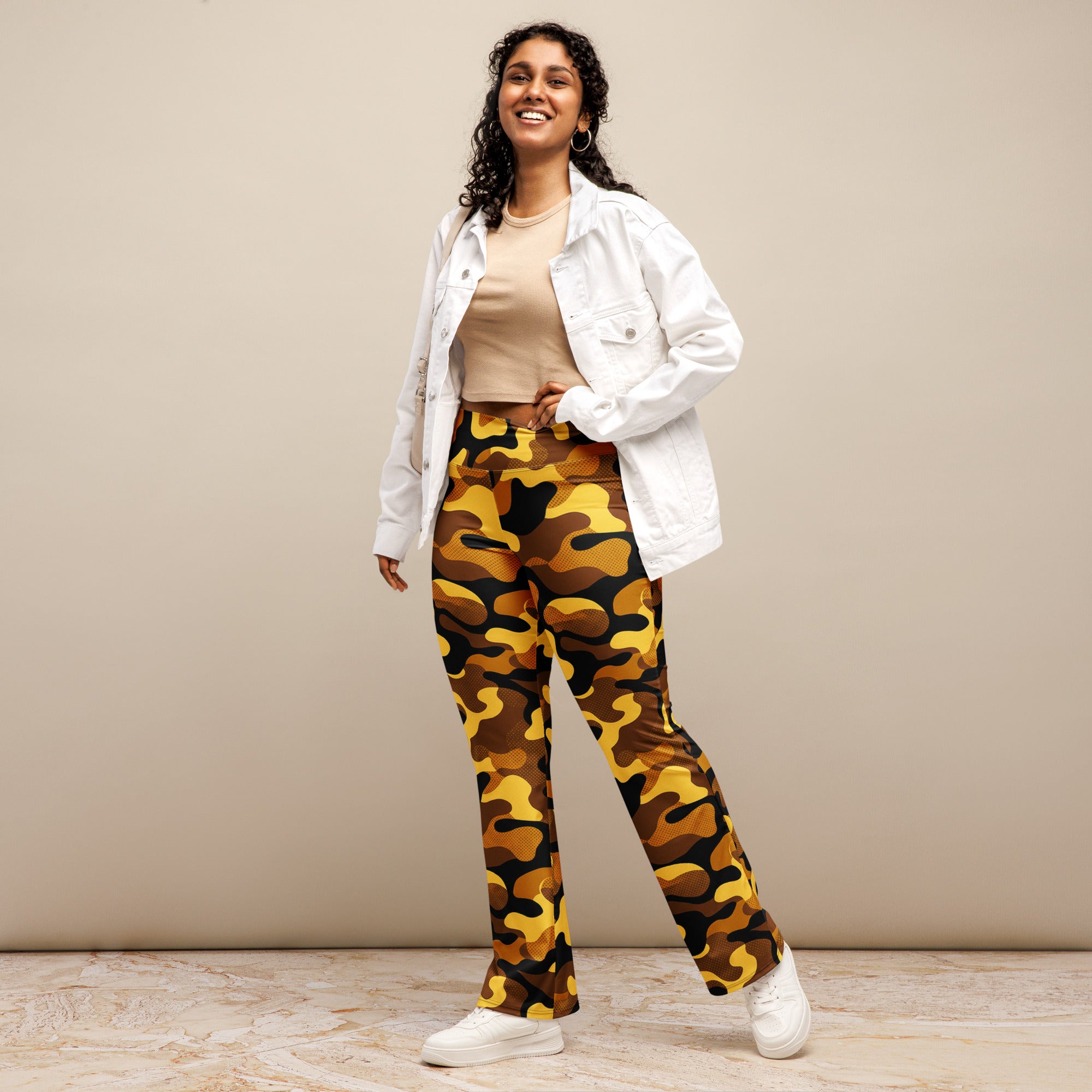 Gold Camo Flare Leggings | GearBunch