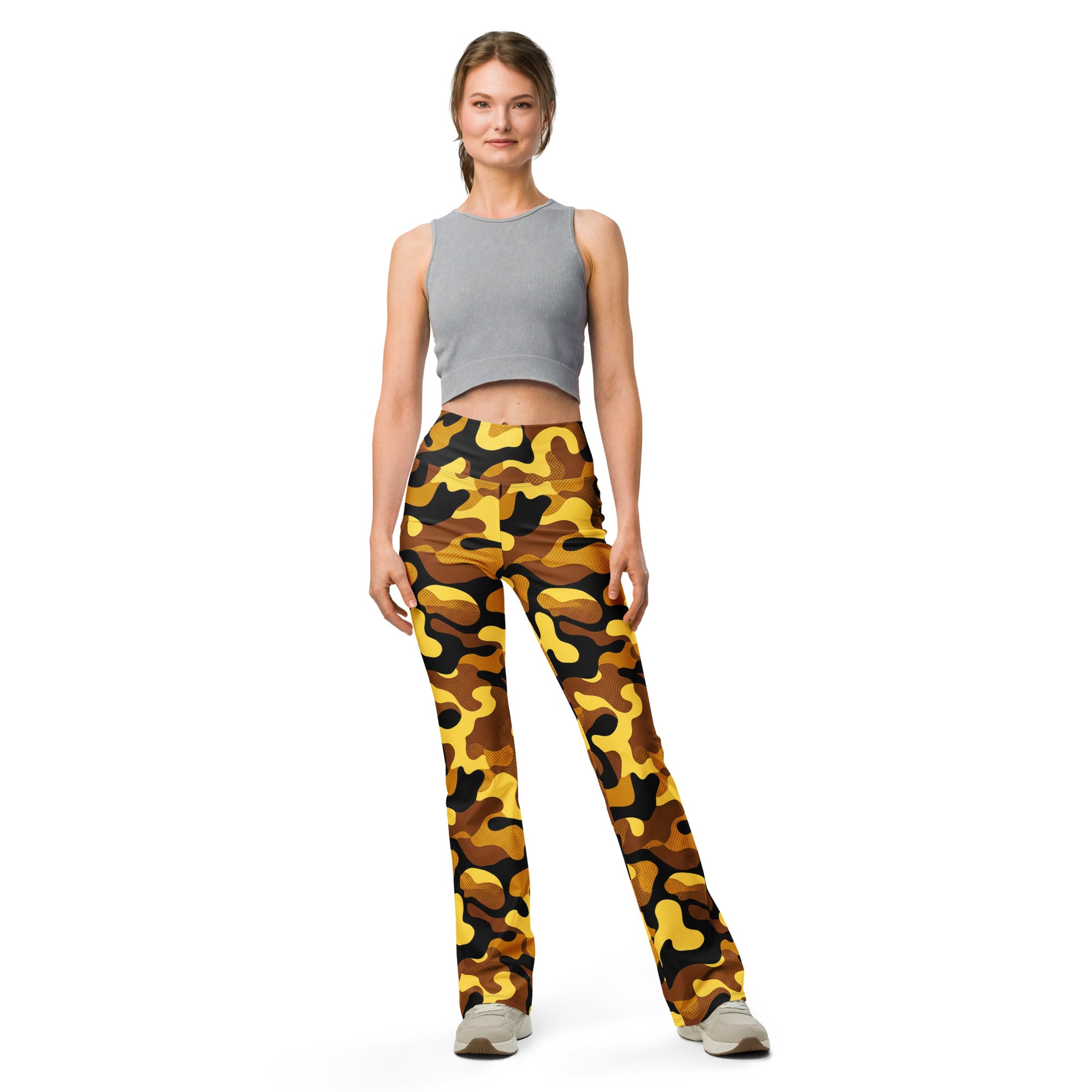 Gold Camo Flare Leggings | GearBunch
