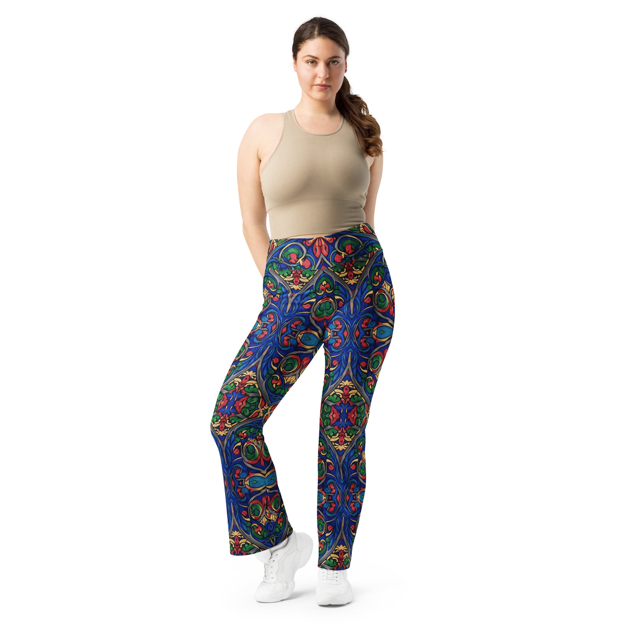 Gothic Cathedral Stained Glass Flare Leggings | GearBunch