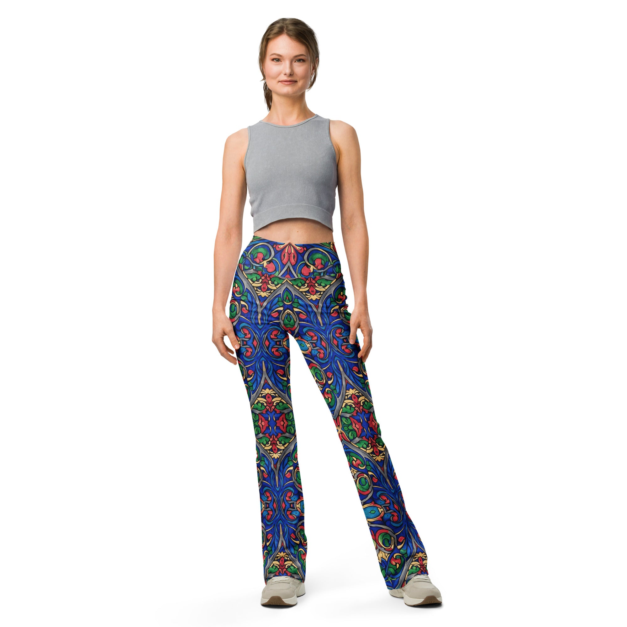 Gothic Cathedral Stained Glass Flare Leggings | GearBunch