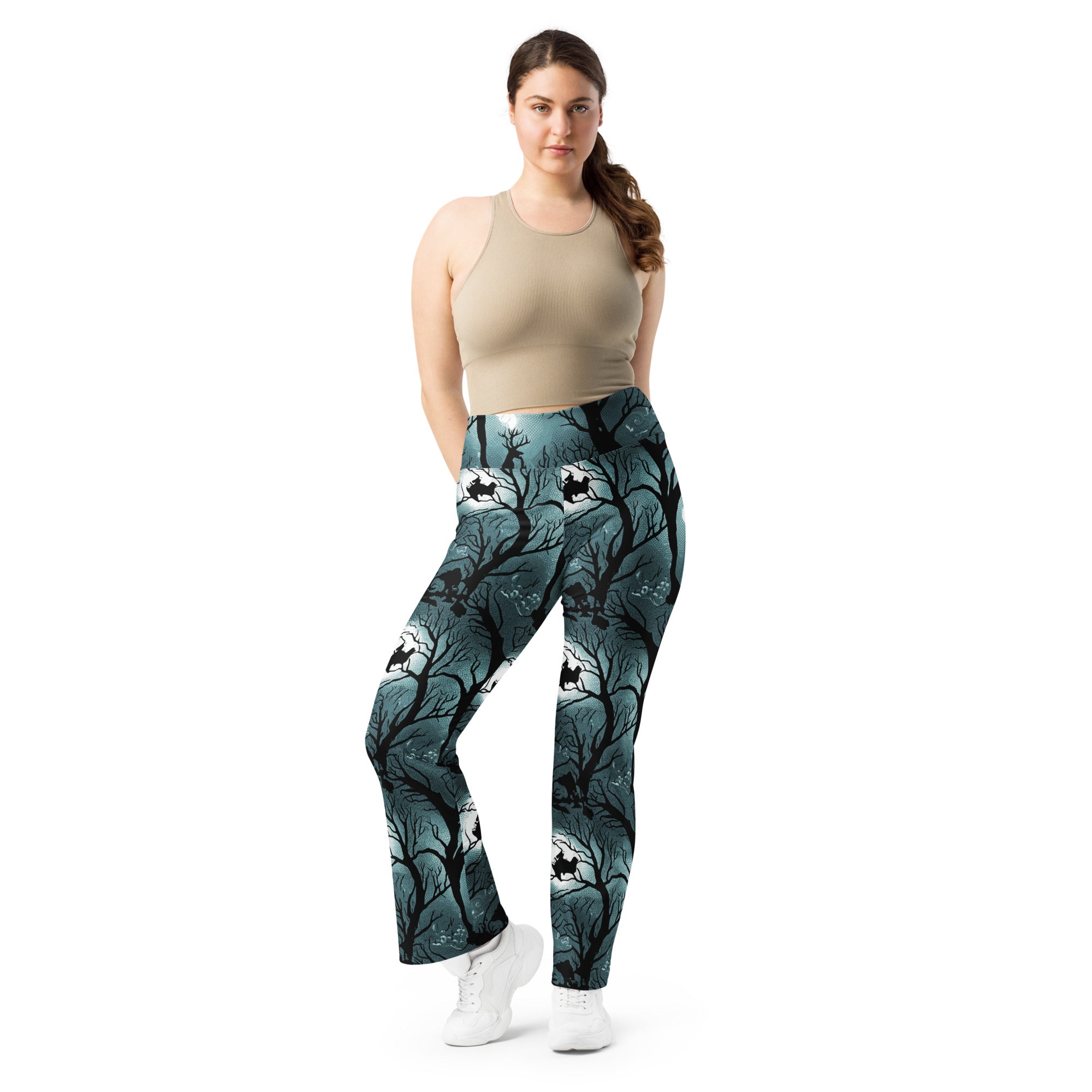Haunted Forest Silhouette Flare Leggings | GearBunch
