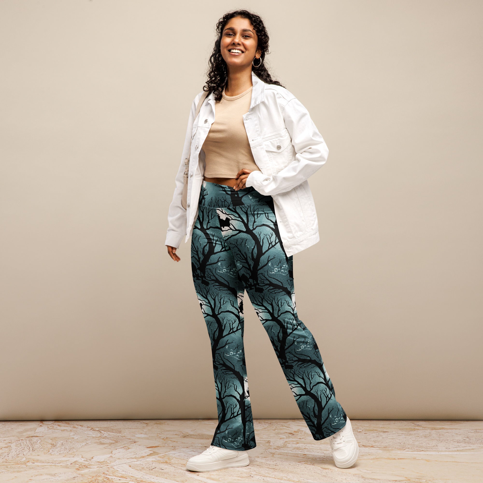 Haunted Forest Silhouette Flare Leggings | GearBunch