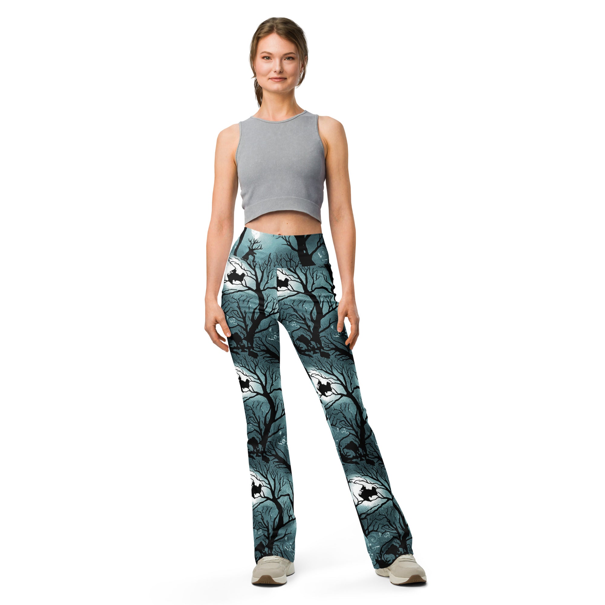 Haunted Forest Silhouette Flare Leggings | GearBunch