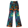 Haunted Manor Twilight Flare Leggings with vibrant teal, orange, purple design | GearBunch Flare Leggings