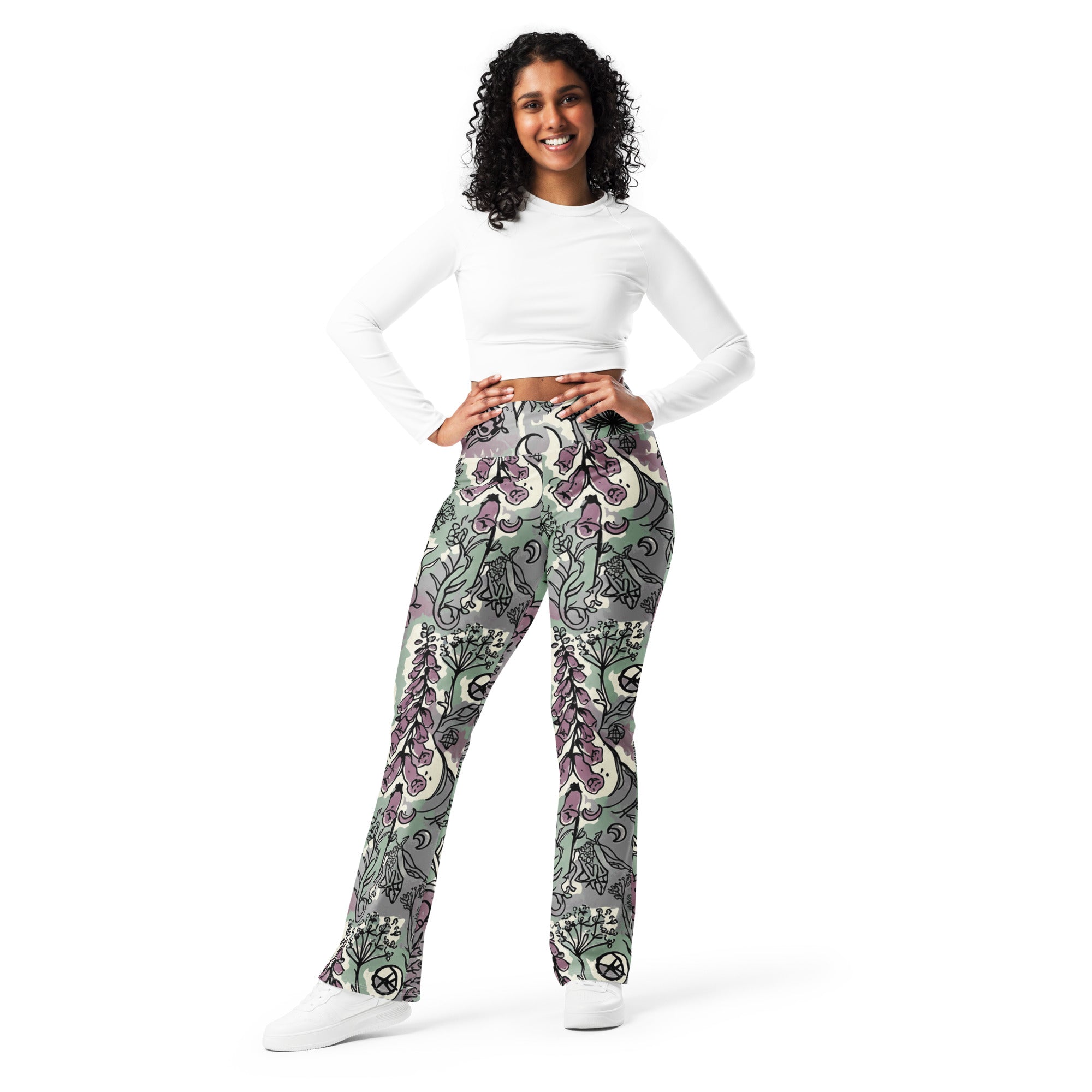 Hemlock and Foxglove Goth Flare Leggings | GearBunch
