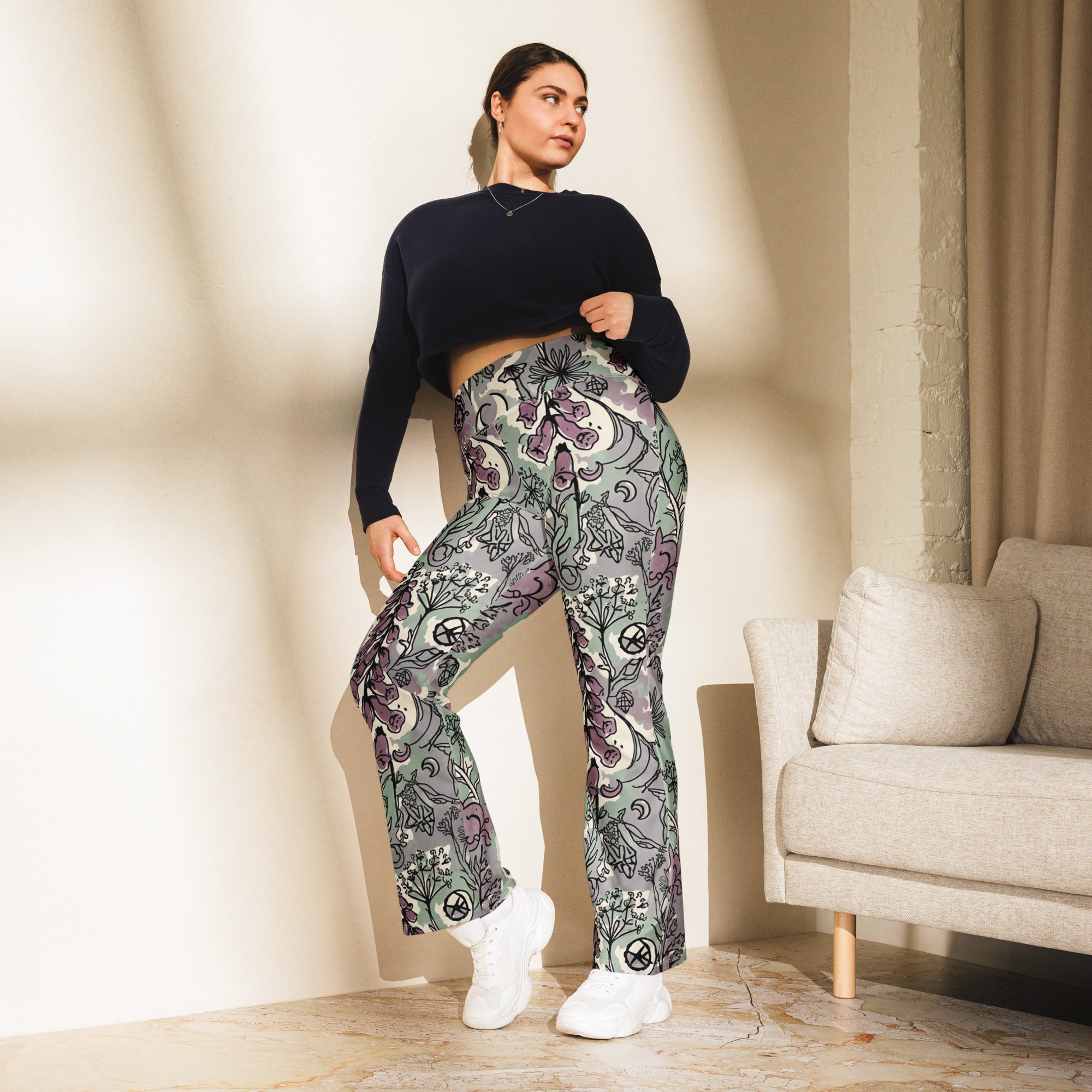 Hemlock and Foxglove Goth Flare Leggings | GearBunch