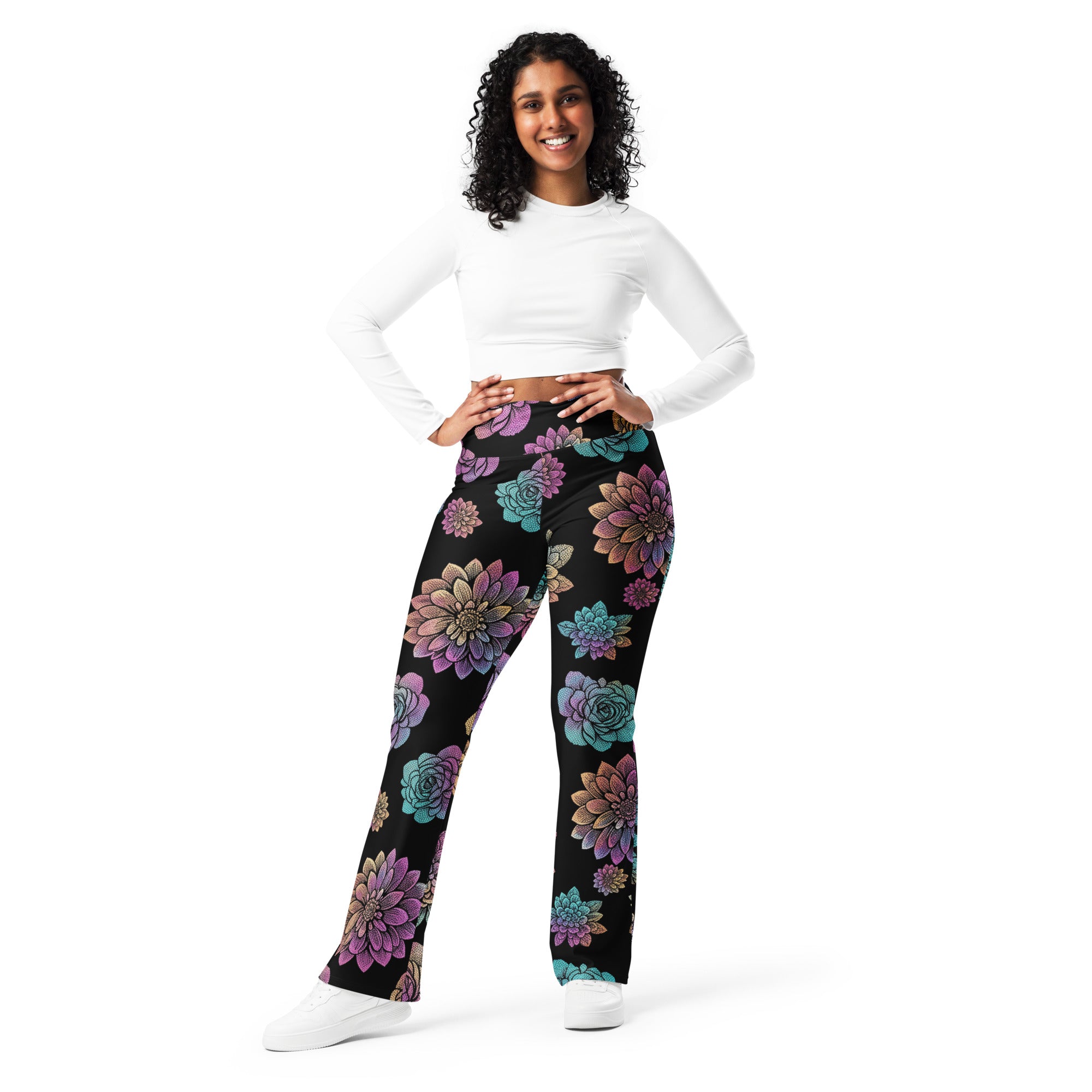 Holographic Paillette Fantasy Flare Leggings | GearBunch