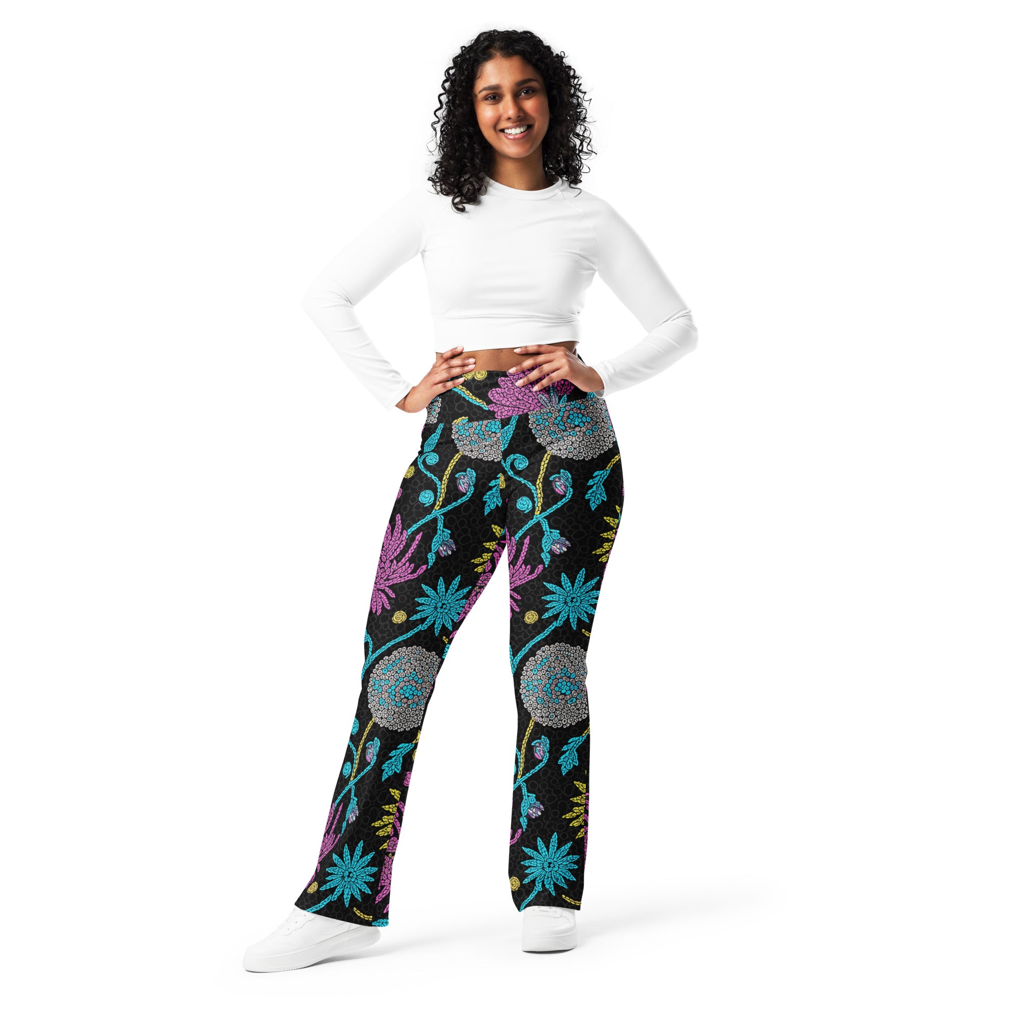 Holographic Paillette Maximalist Flare Leggings | GearBunch