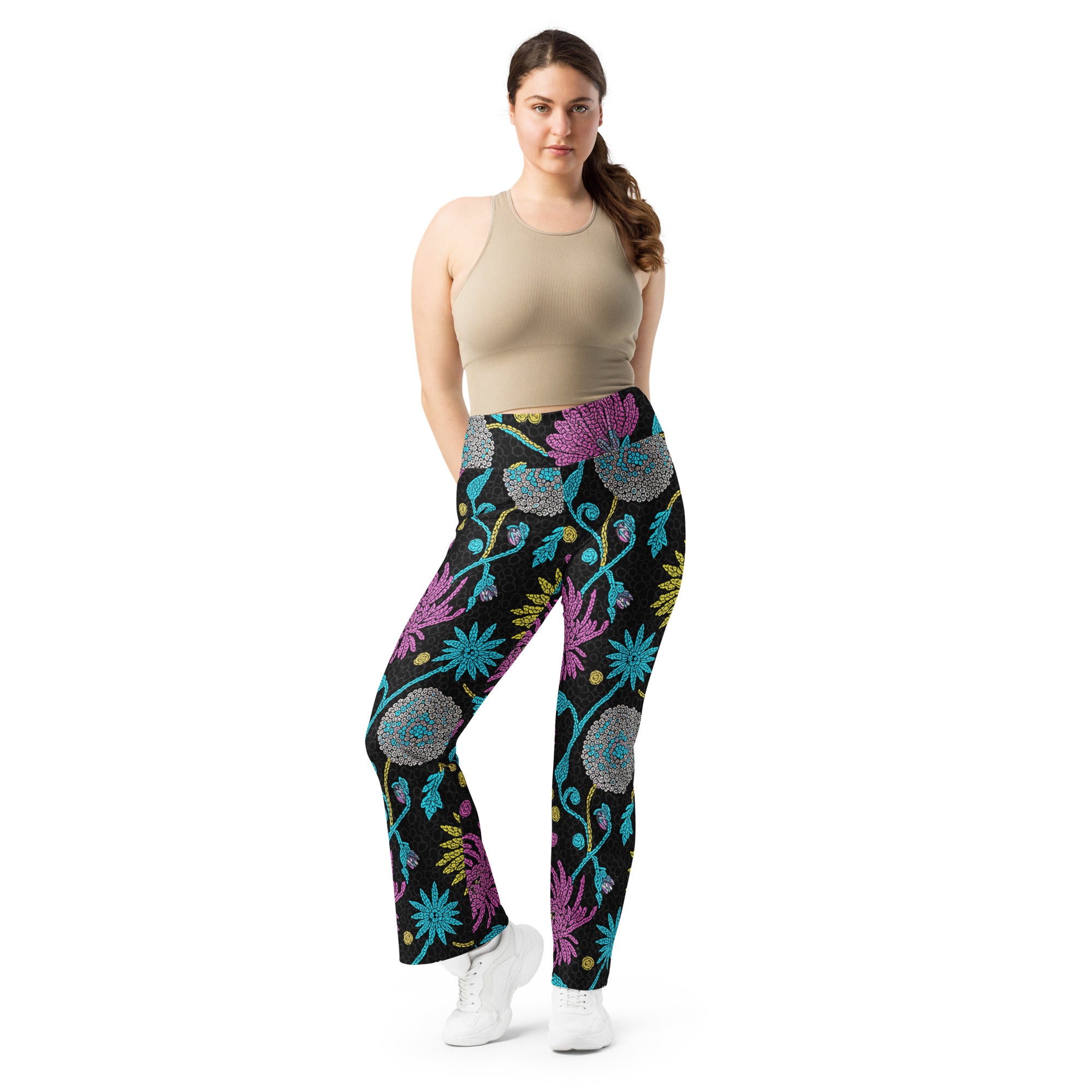 Holographic Paillette Maximalist Flare Leggings | GearBunch