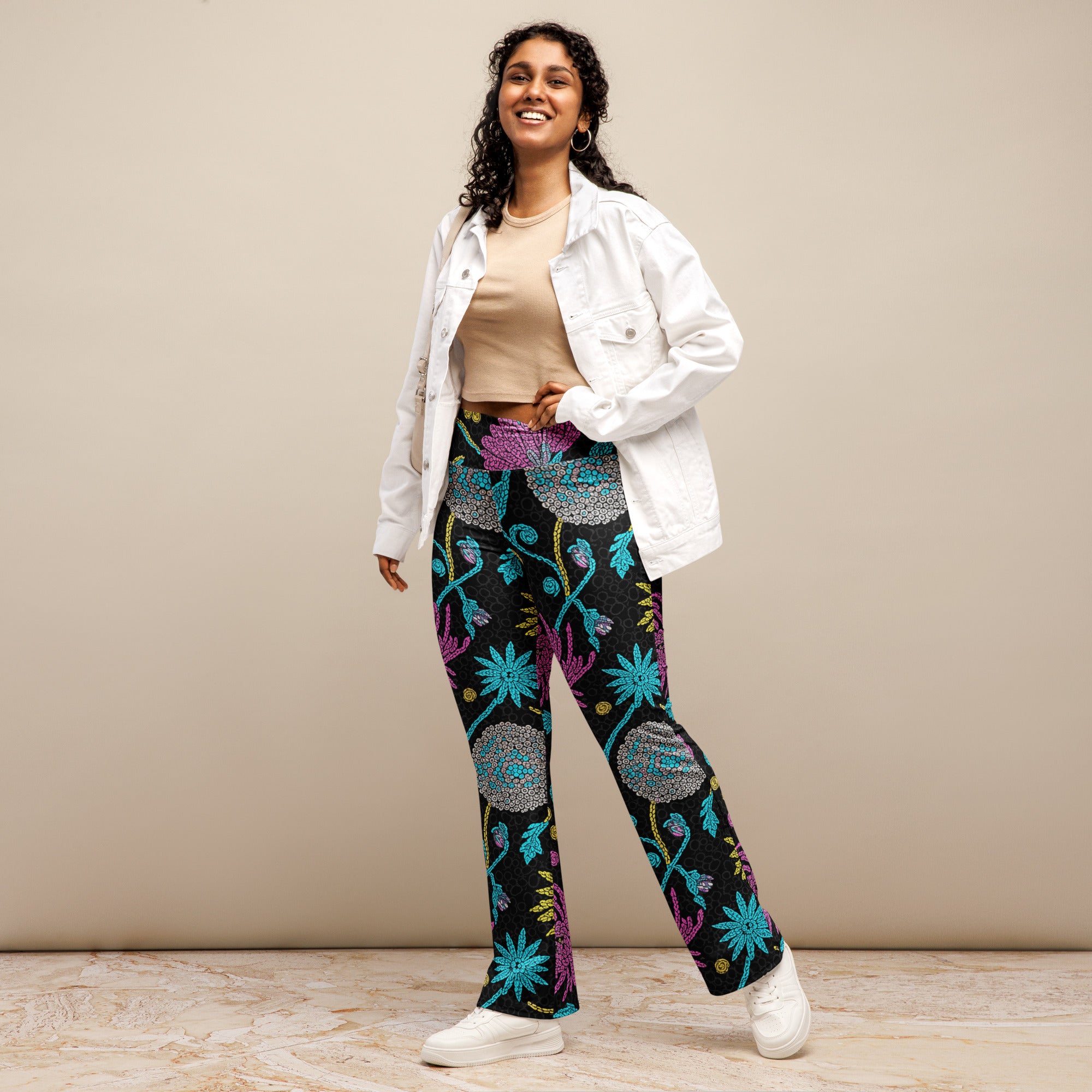 Holographic Paillette Maximalist Flare Leggings | GearBunch