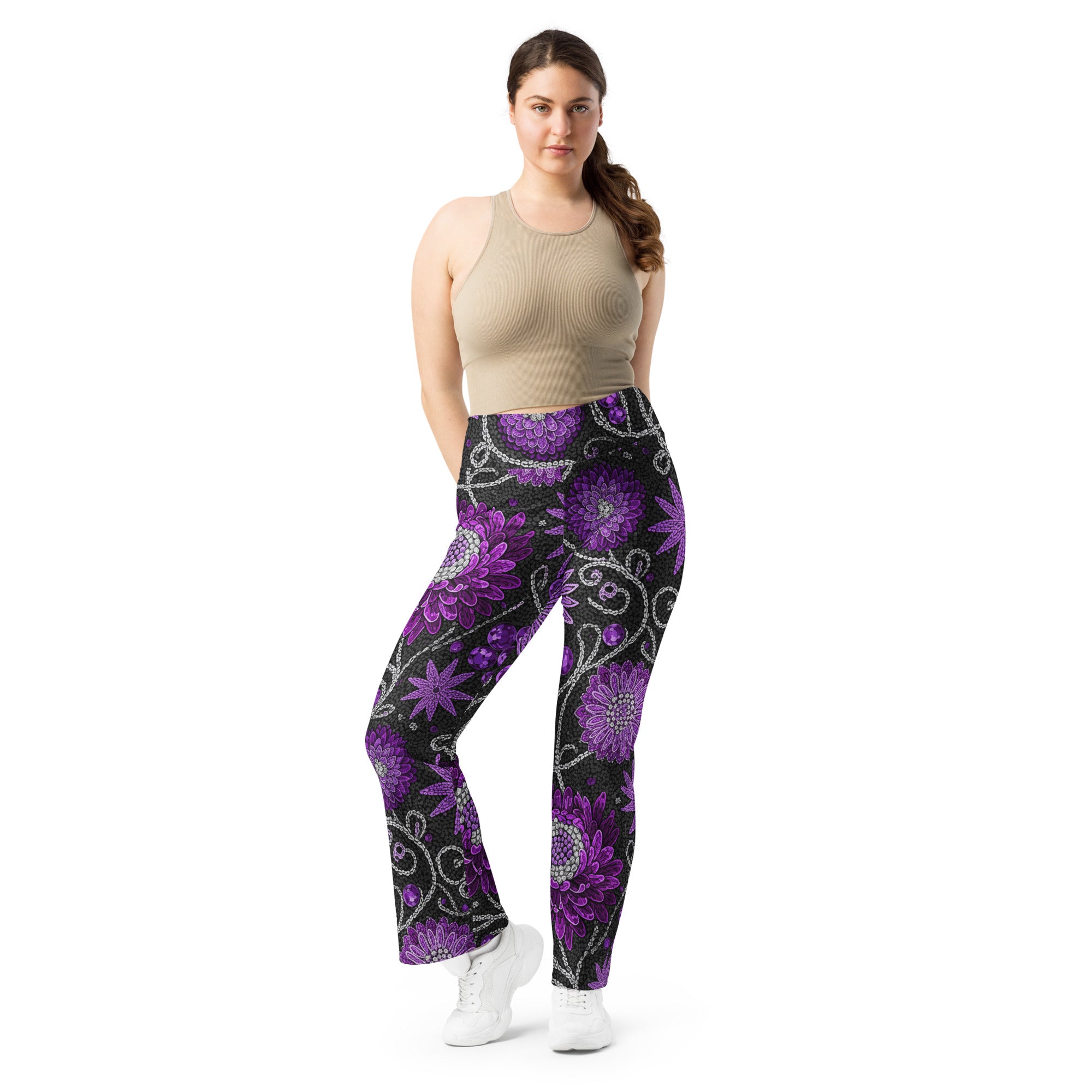 Lush Jewel Orchid Flare Leggings | GearBunch