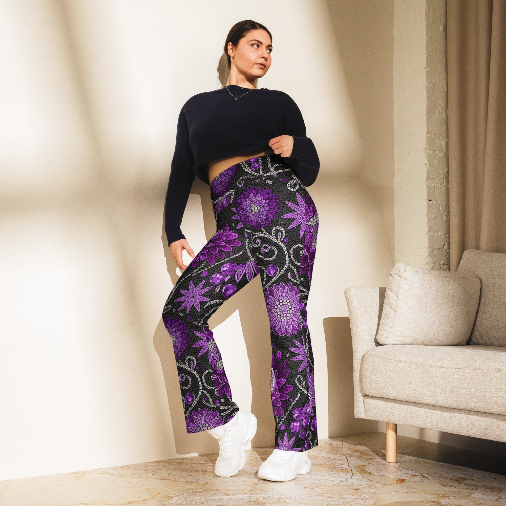 Lush Jewel Orchid Flare Leggings | GearBunch