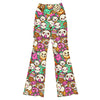 Vibrant Kawaii Coffee Break Flare Leggings from GearBunch. Featuring cute animals, coffee, and sweets on a colourful background.