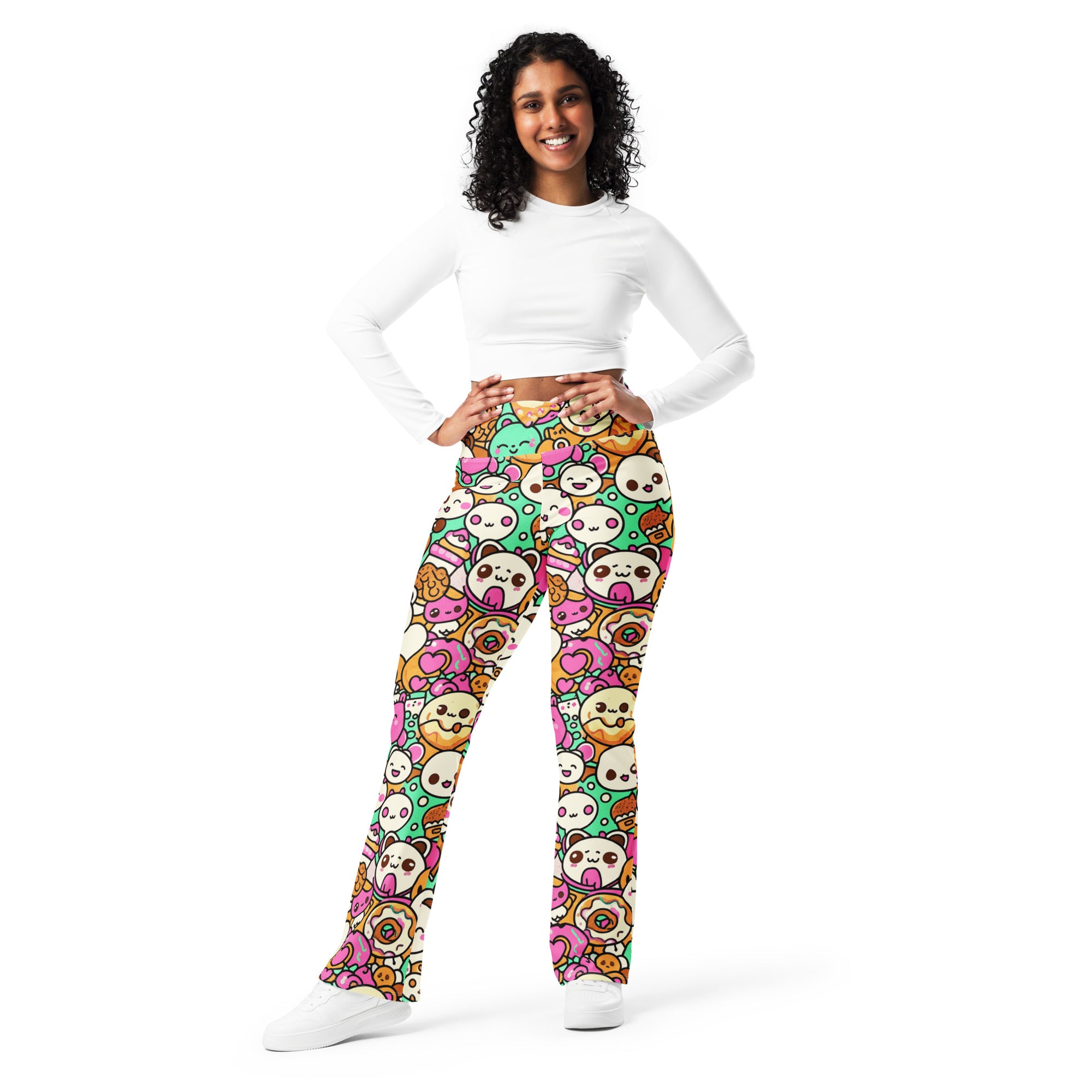 Kawaii Coffee Break Flare Leggings | GearBunch