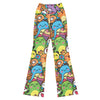 Vibrant Kawaii Dinosaur Stomp Flare Leggings from GearBunch, featuring cute dinosaurs and colourful doodles.