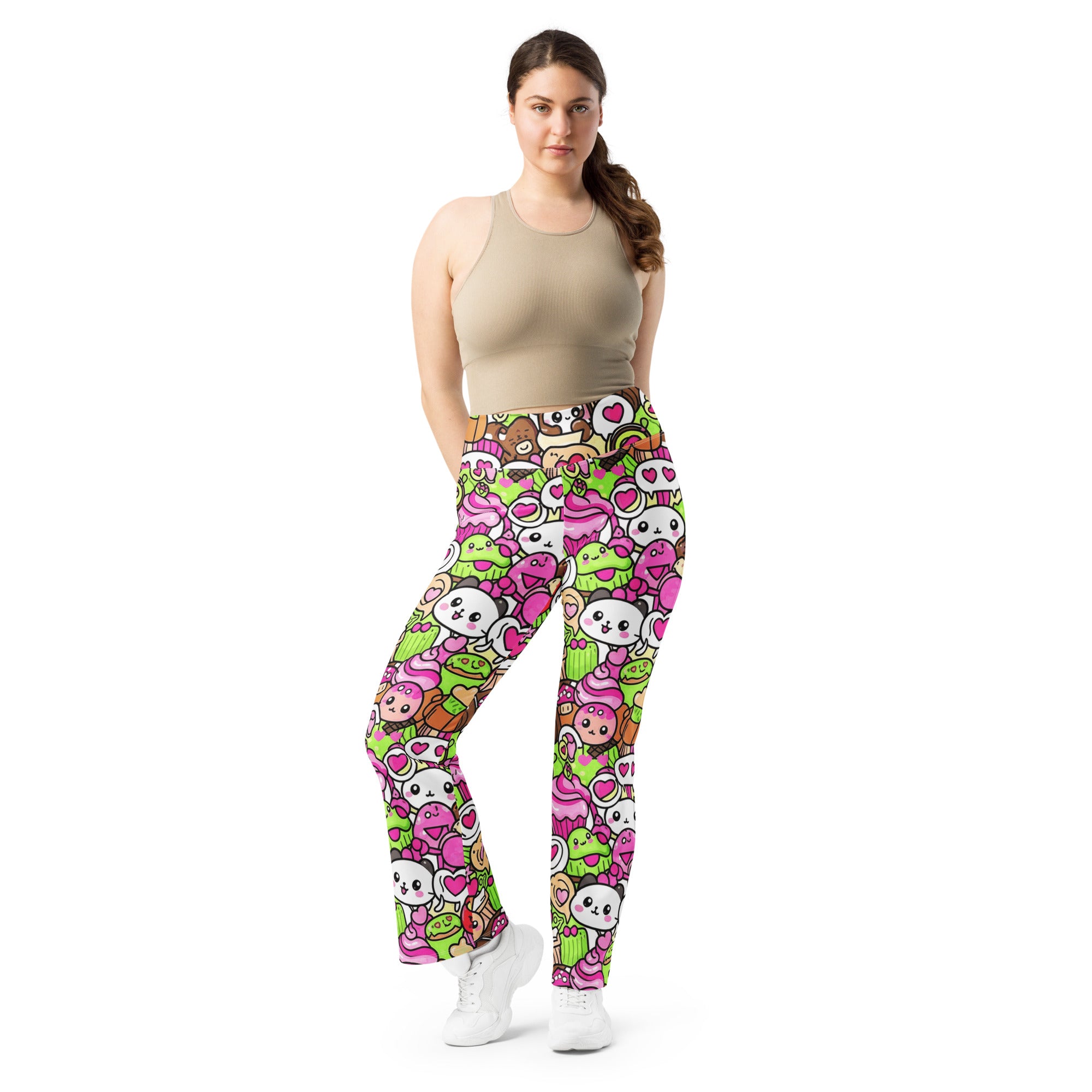 Kawaii Sakura Picnic Flare Leggings | GearBunch