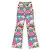 GearBunch Kawaii Sweet Treats Flare Leggings featuring a vibrant collage of cute animals and desserts.