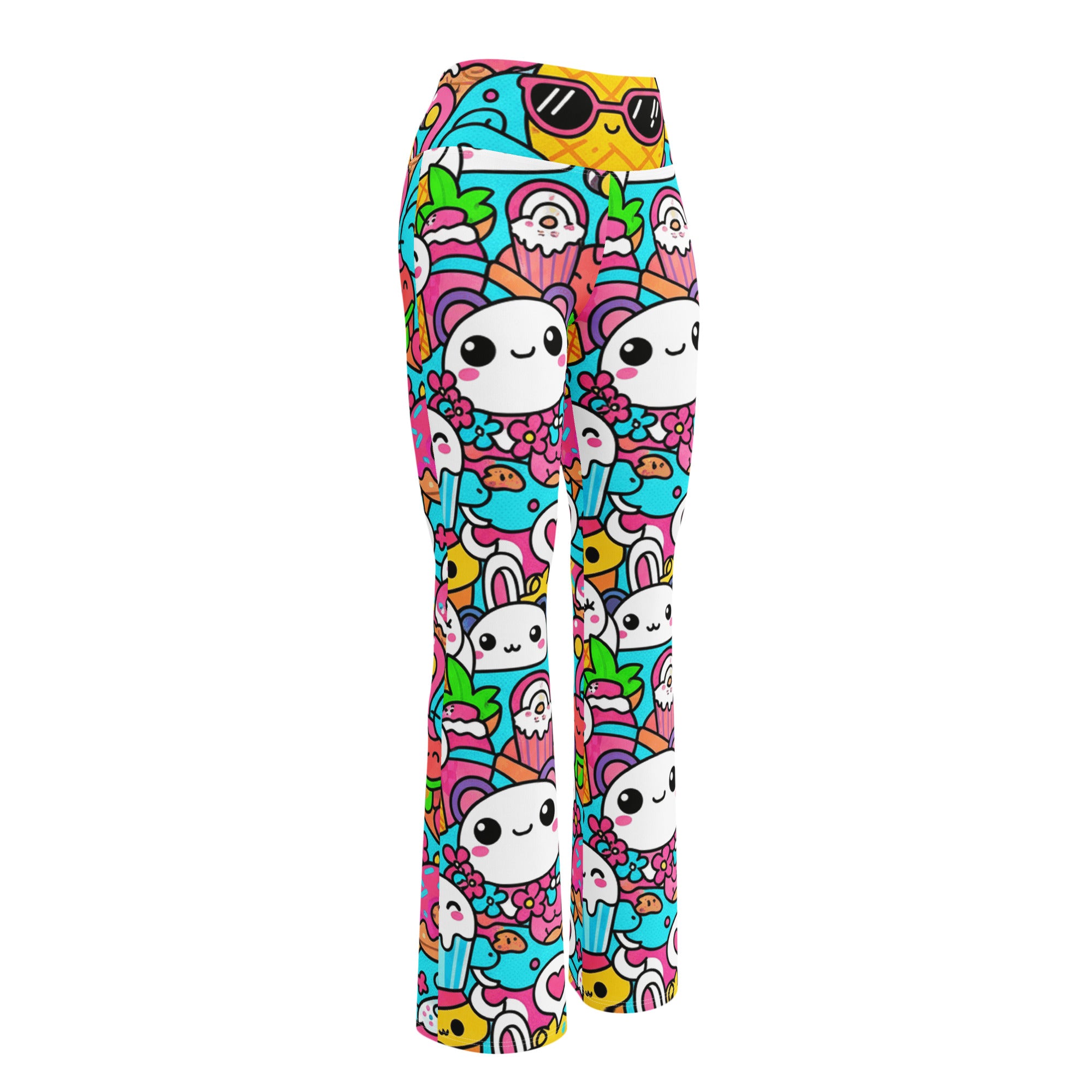 Kawaii Tropical Pineapple Flare Leggings | GearBunch