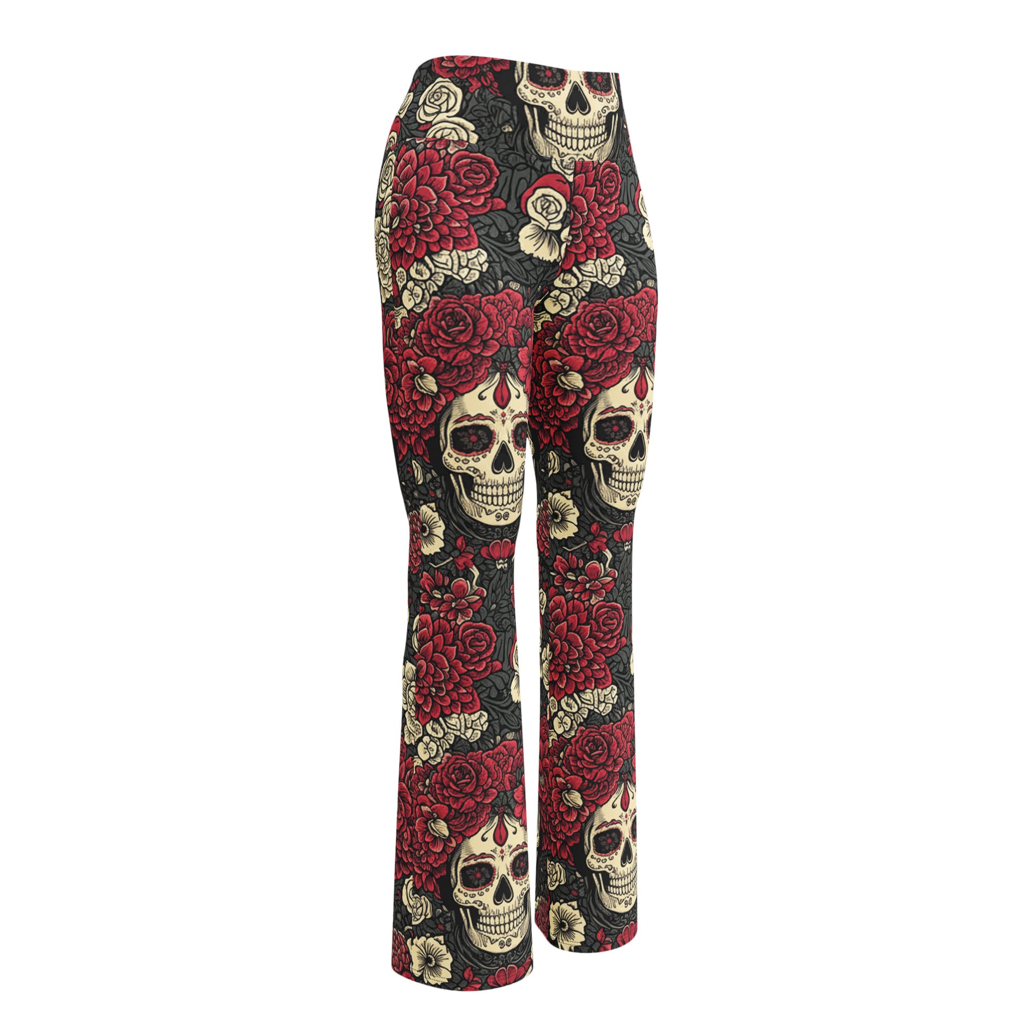 La Catrina Floral Crown Flare Leggings | GearBunch