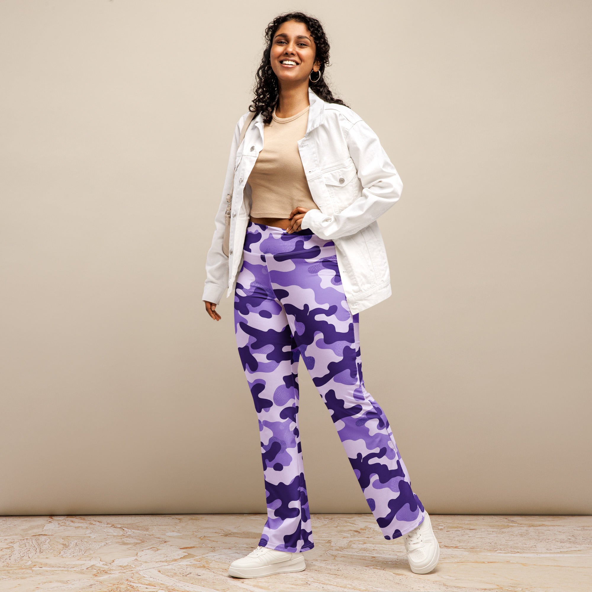 Lavender Camo Flare Leggings | GearBunch