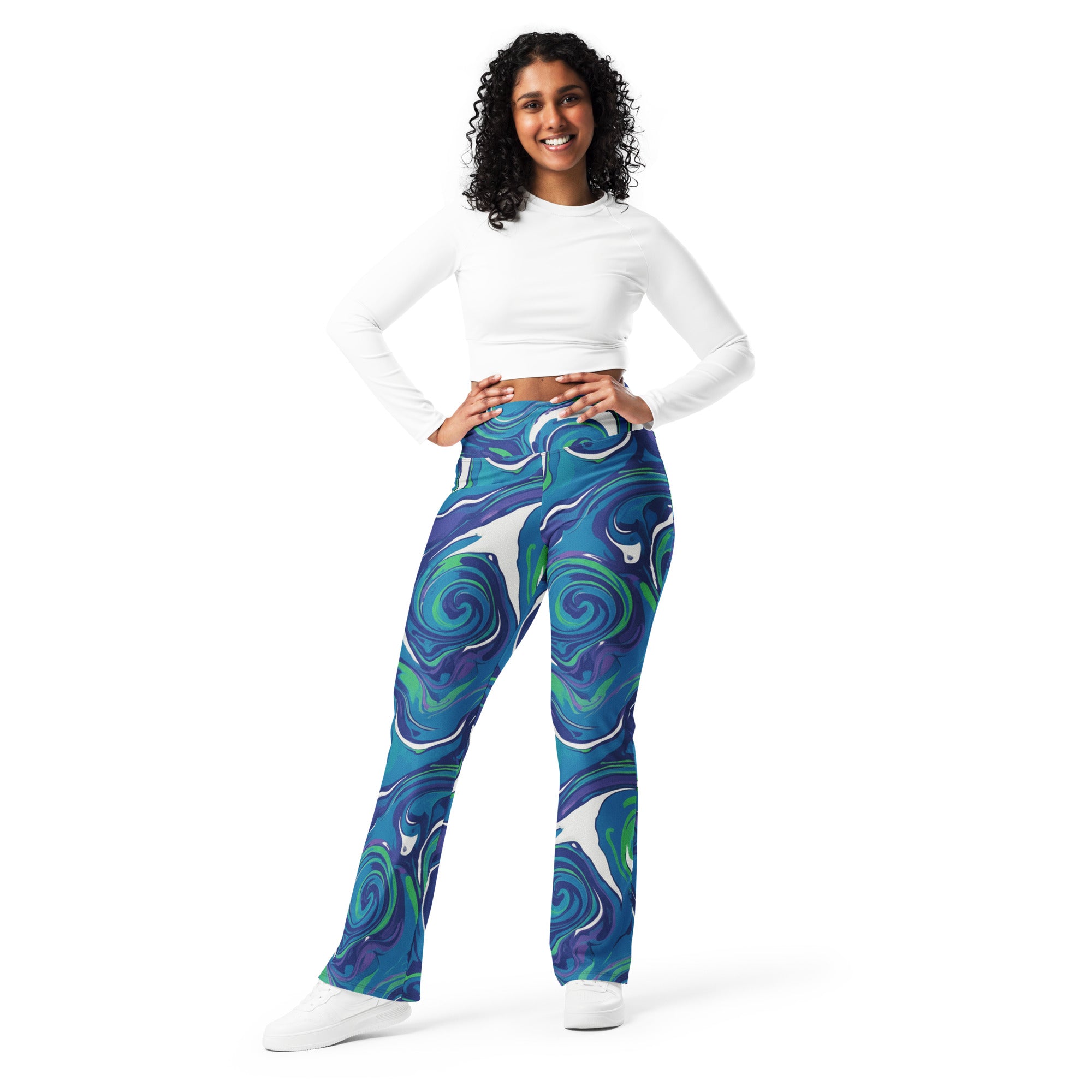Liquid Marble Arctic Aurora Flare Leggings | GearBunch