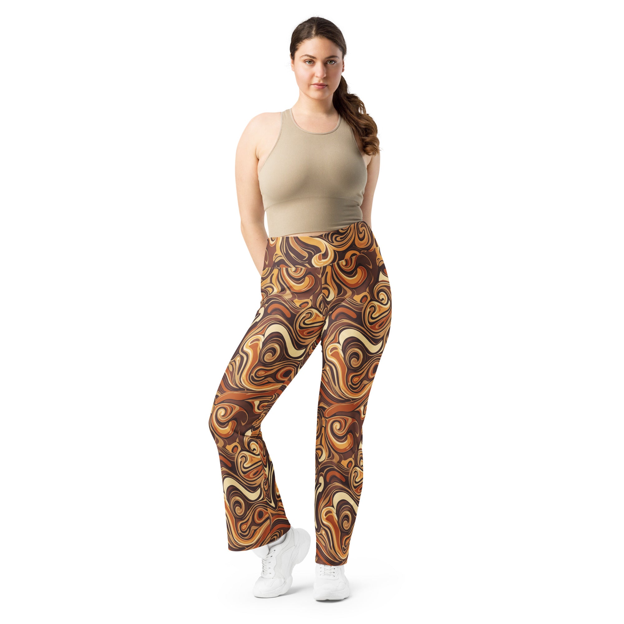 Liquid Marble Earth Agate Flare Leggings | GearBunch